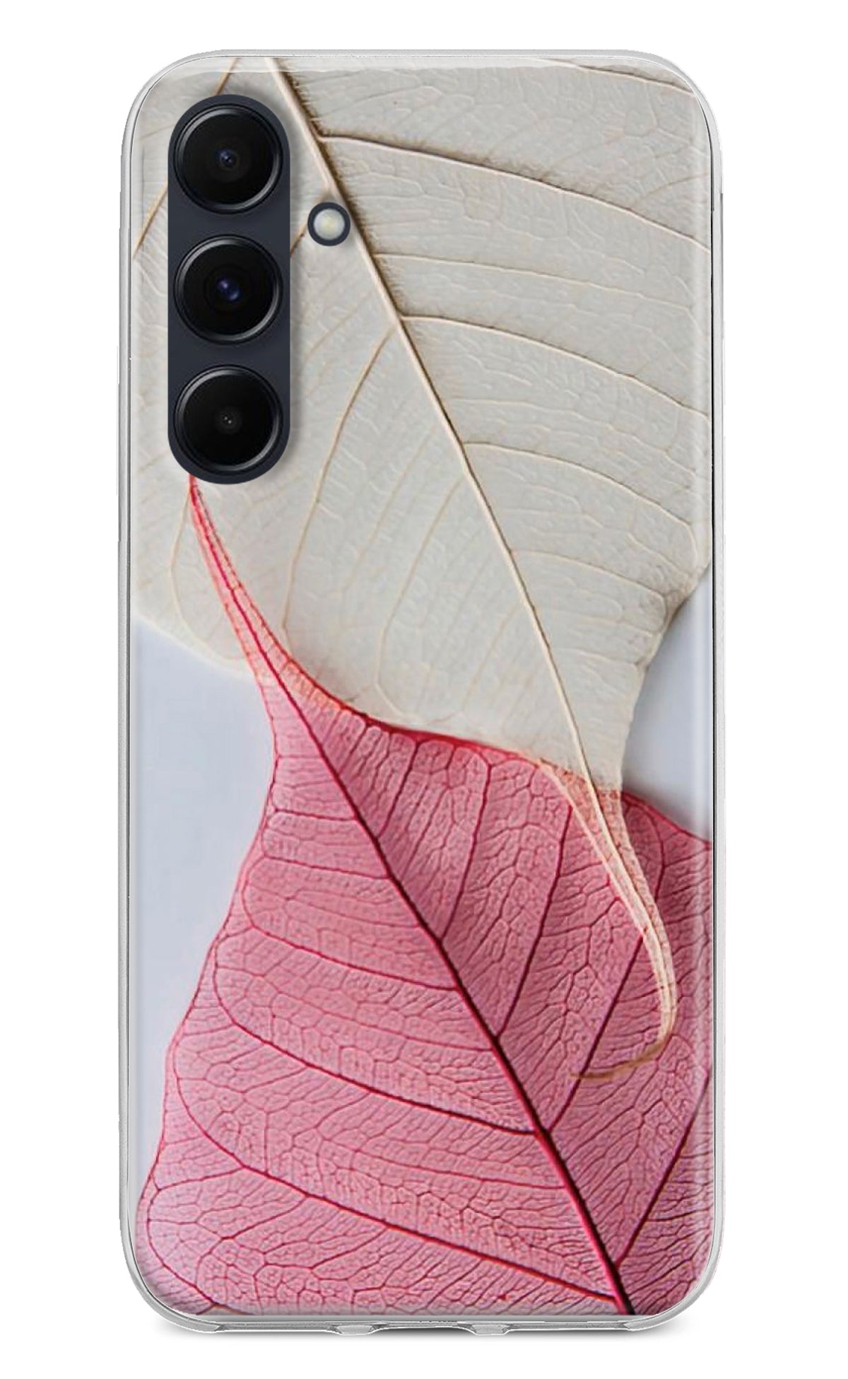 White Pink Leaf Samsung A35 5G Back Cover