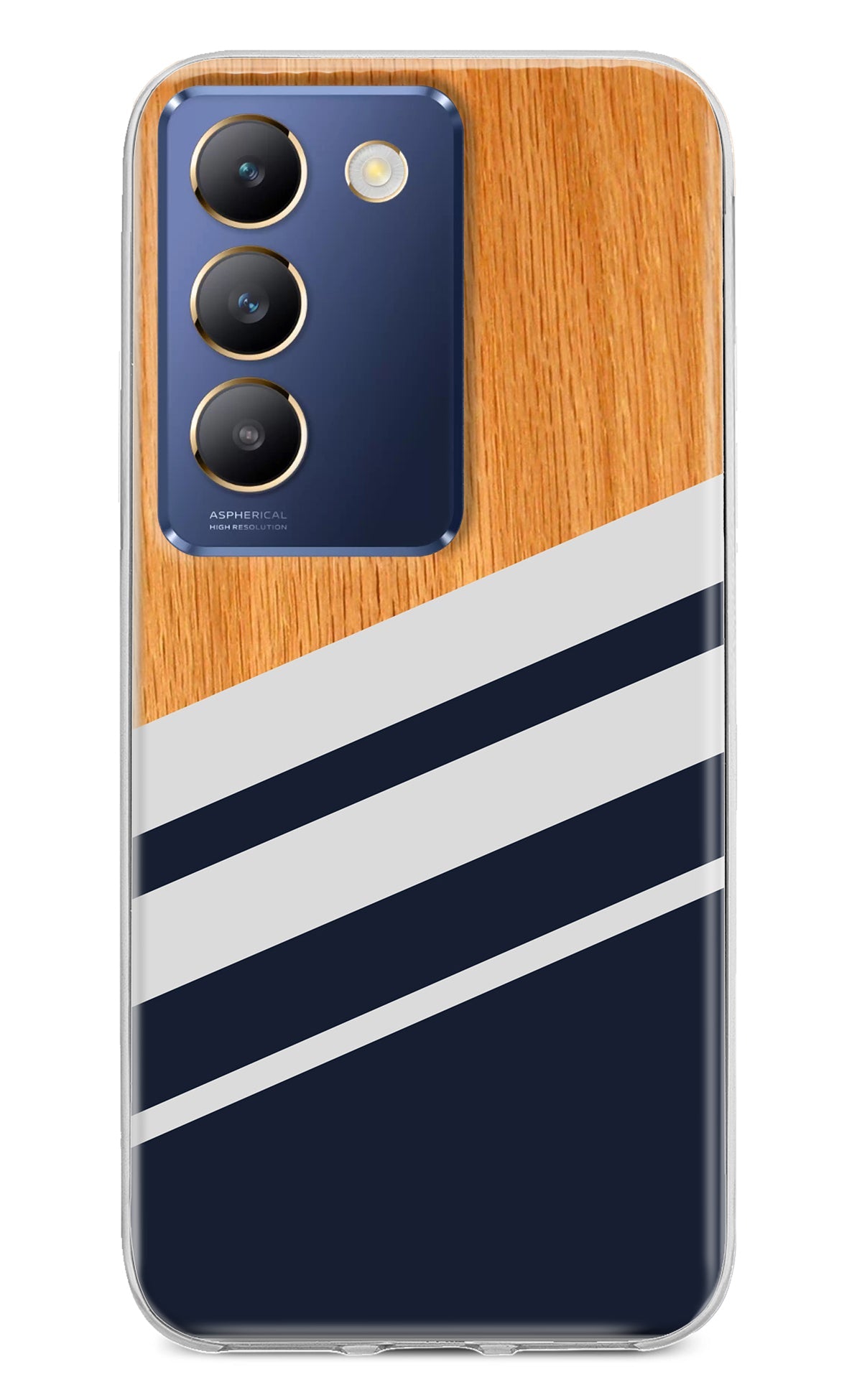 Blue and white wooden Vivo Y200E 5G/T3 5G Back Cover