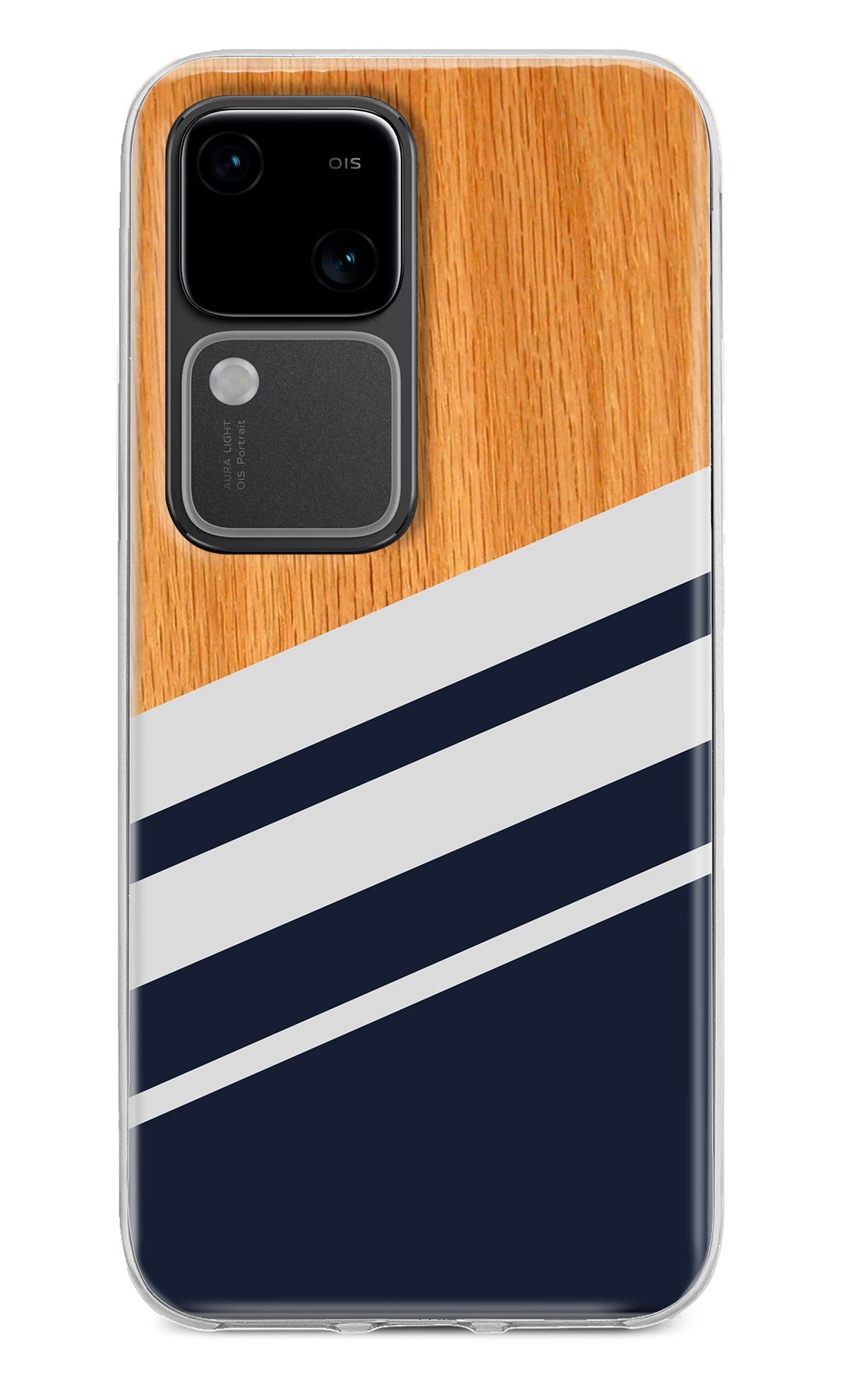 Blue and white wooden Vivo V30 5G Back Cover