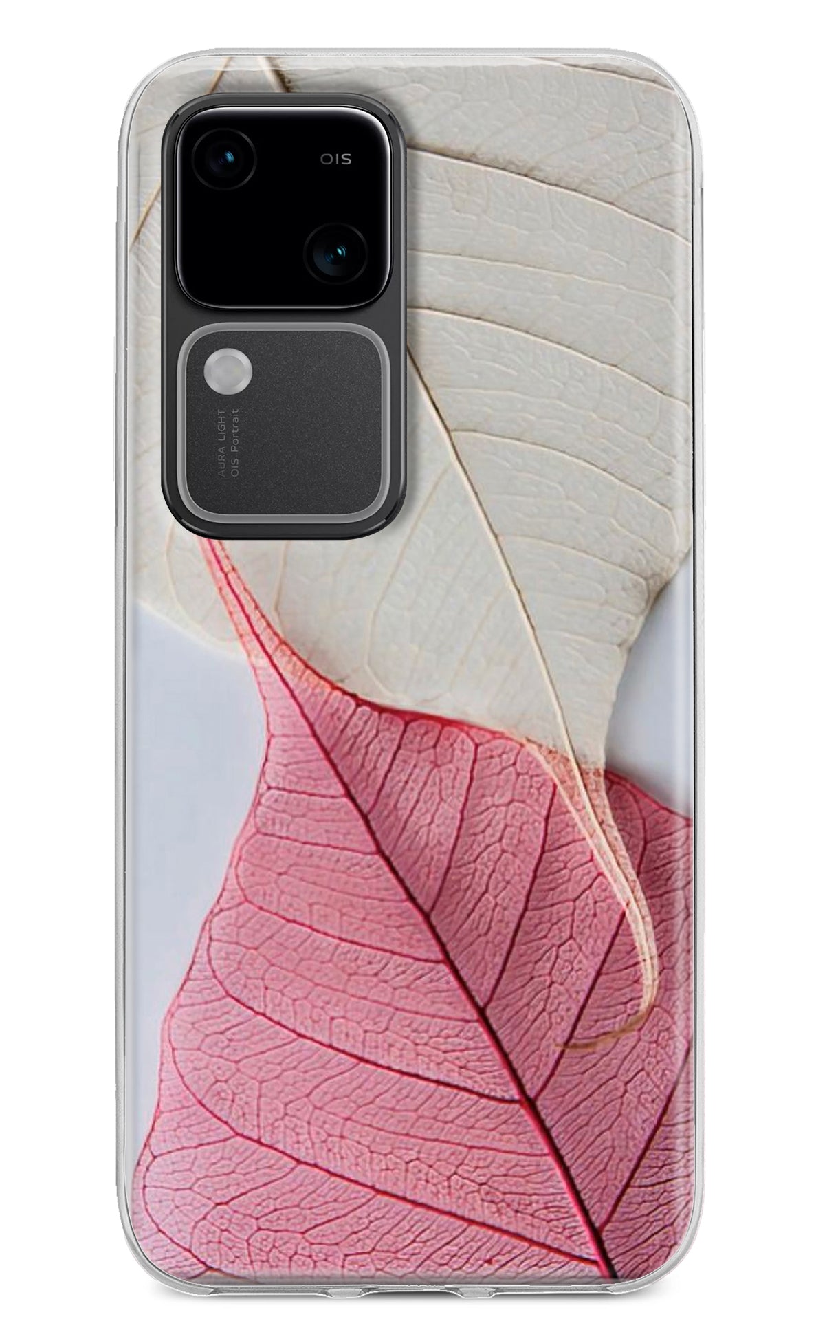 White Pink Leaf Vivo V30 5G Back Cover