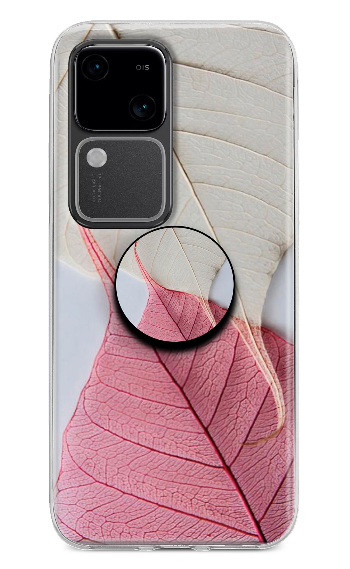 White Pink Leaf Vivo V30 5G Pop Case