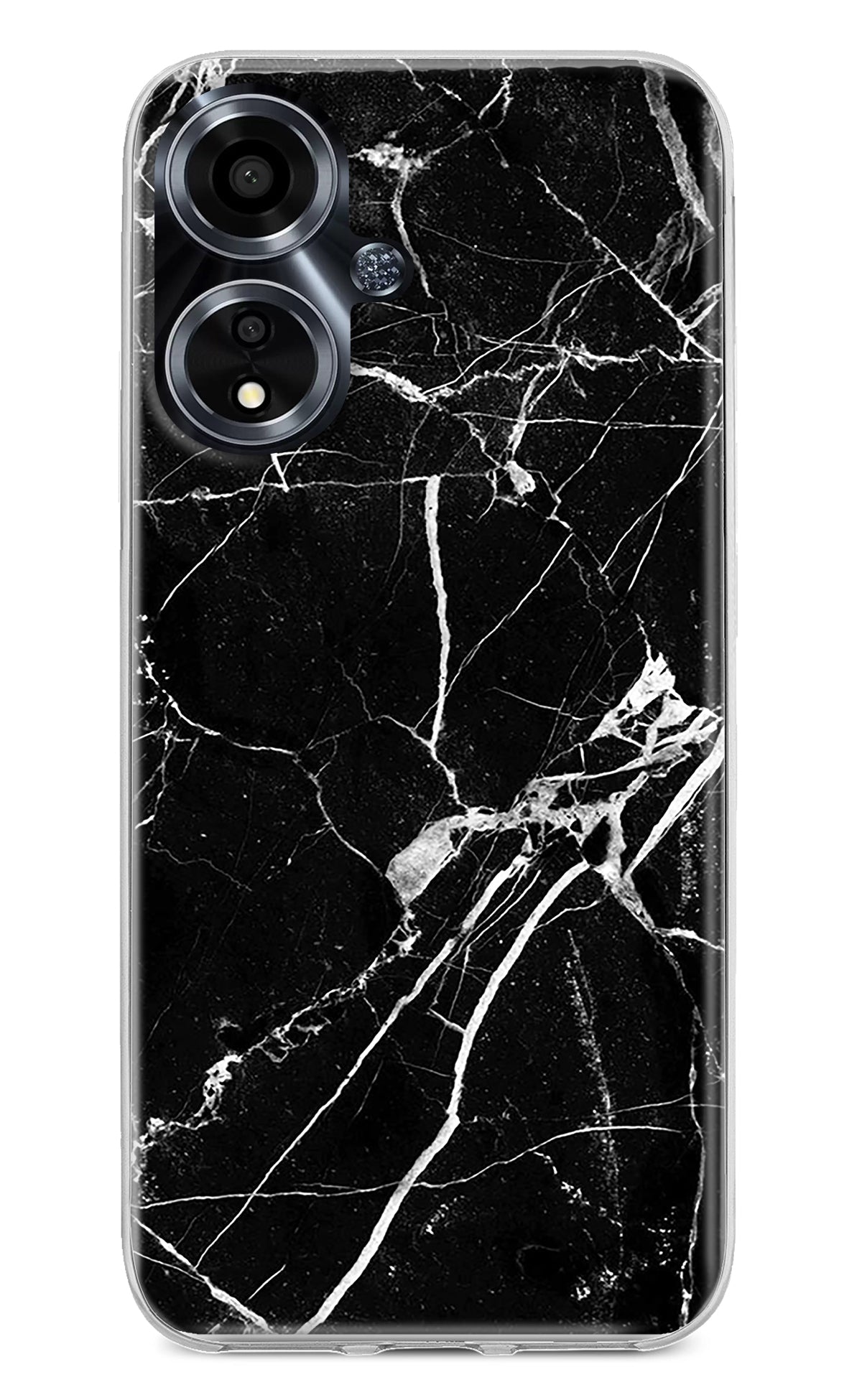 Black Marble Pattern Oppo A59 5G Back Cover