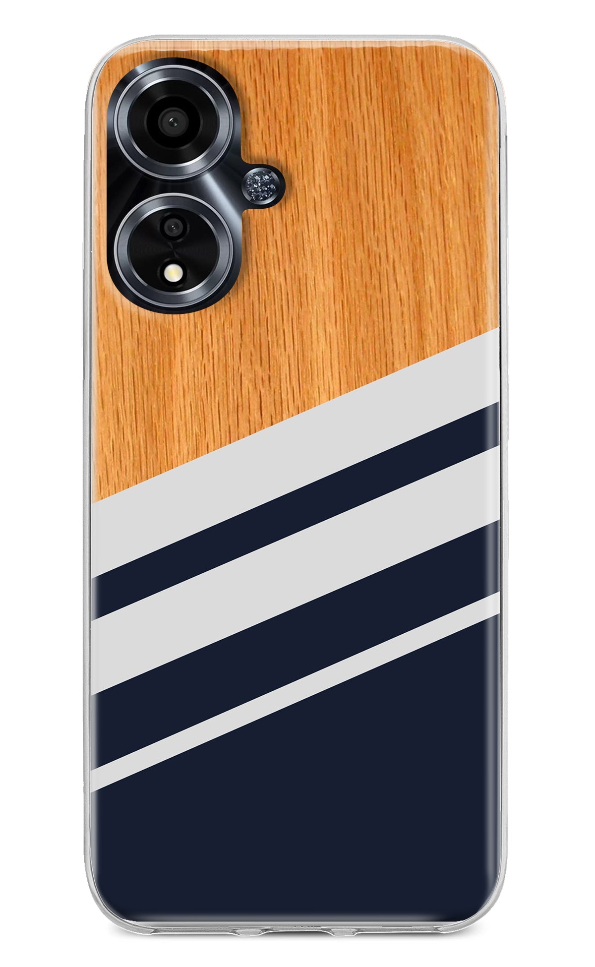 Blue and white wooden Oppo A59 5G Back Cover