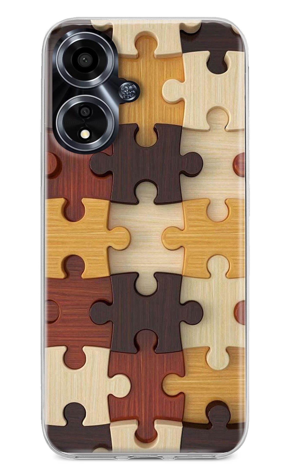 Wooden Puzzle Oppo A59 5G Back Cover