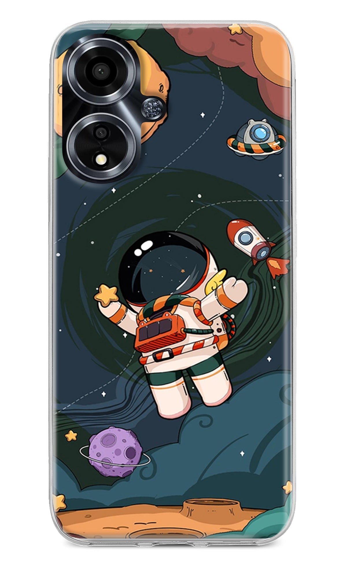 Cartoon Astronaut Oppo A59 5G Back Cover