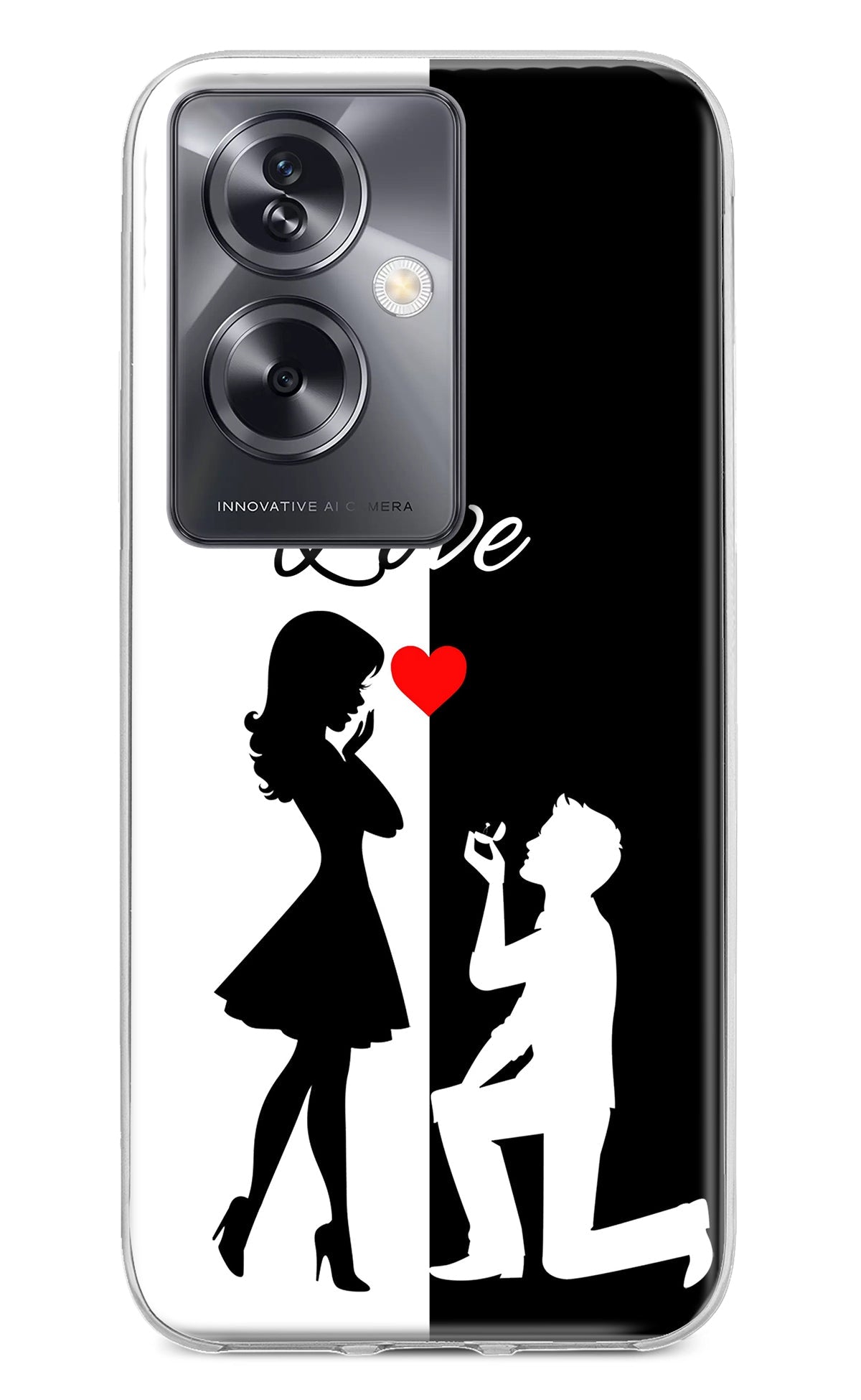 Love Propose Black And White Oppo A79 5G Back Cover