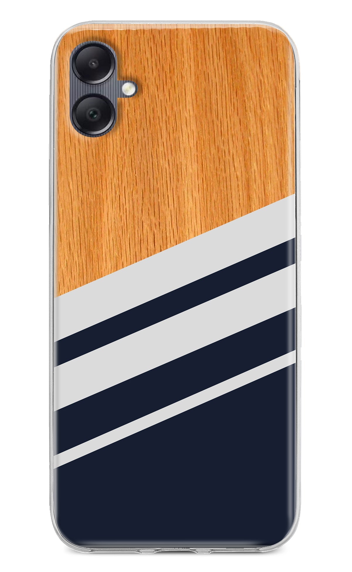 Blue and white wooden Samsung A05 Back Cover