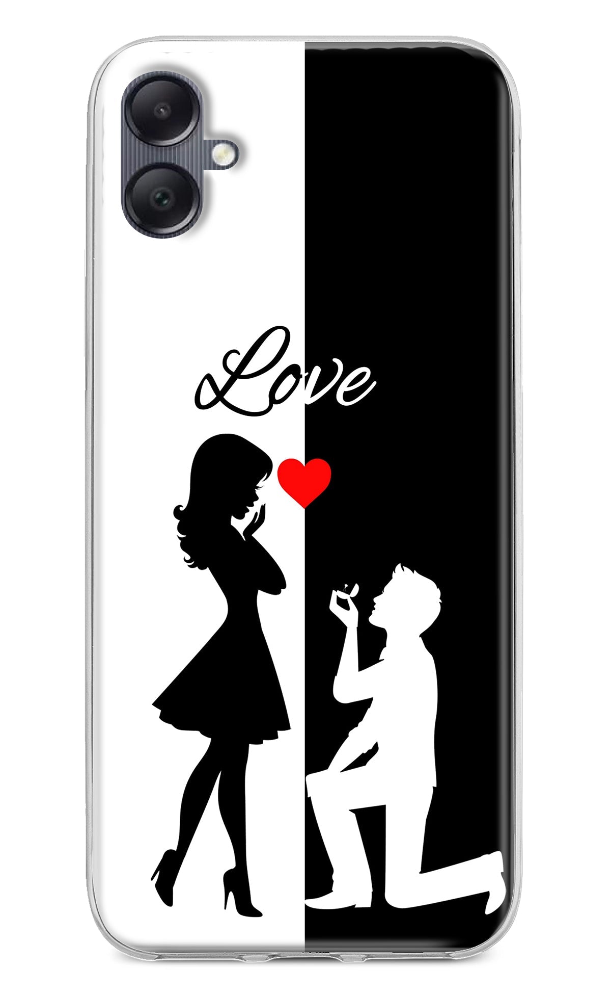 Love Propose Black And White Samsung A05 Back Cover