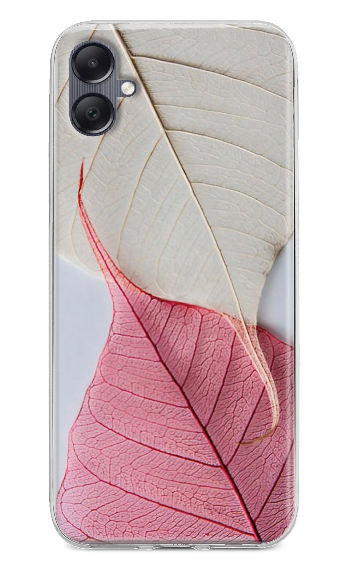 White Pink Leaf Samsung A05 Back Cover