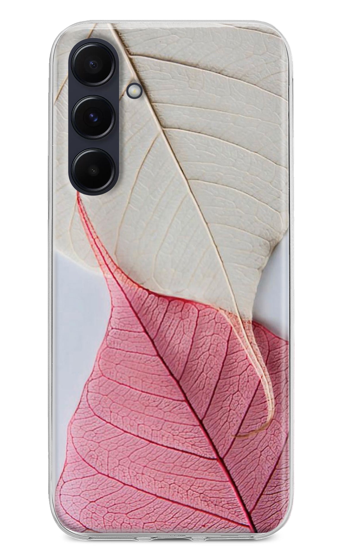 White Pink Leaf Samsung A55 5G Back Cover
