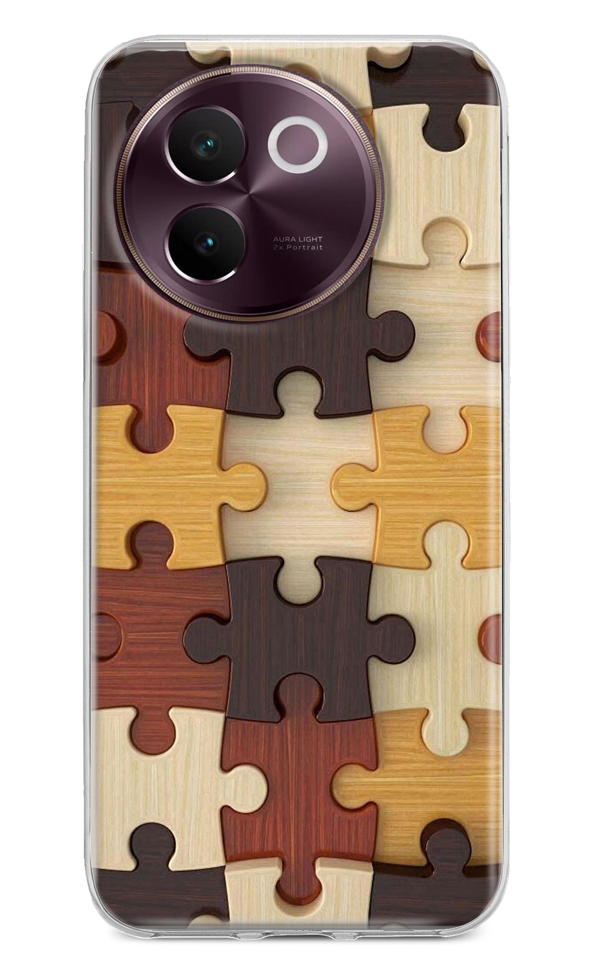 Wooden Puzzle Vivo V30e Back Cover