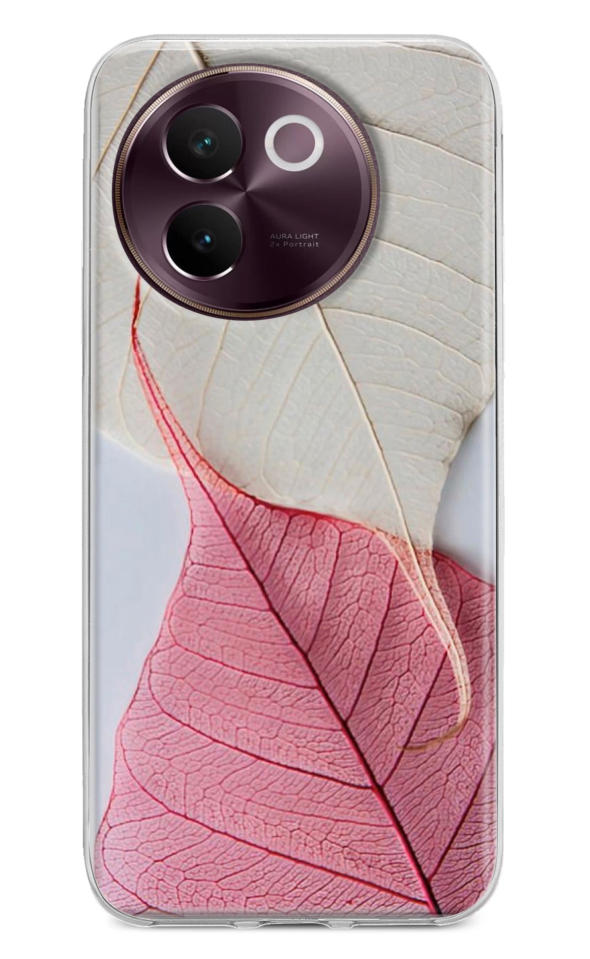 White Pink Leaf Vivo V30e Back Cover