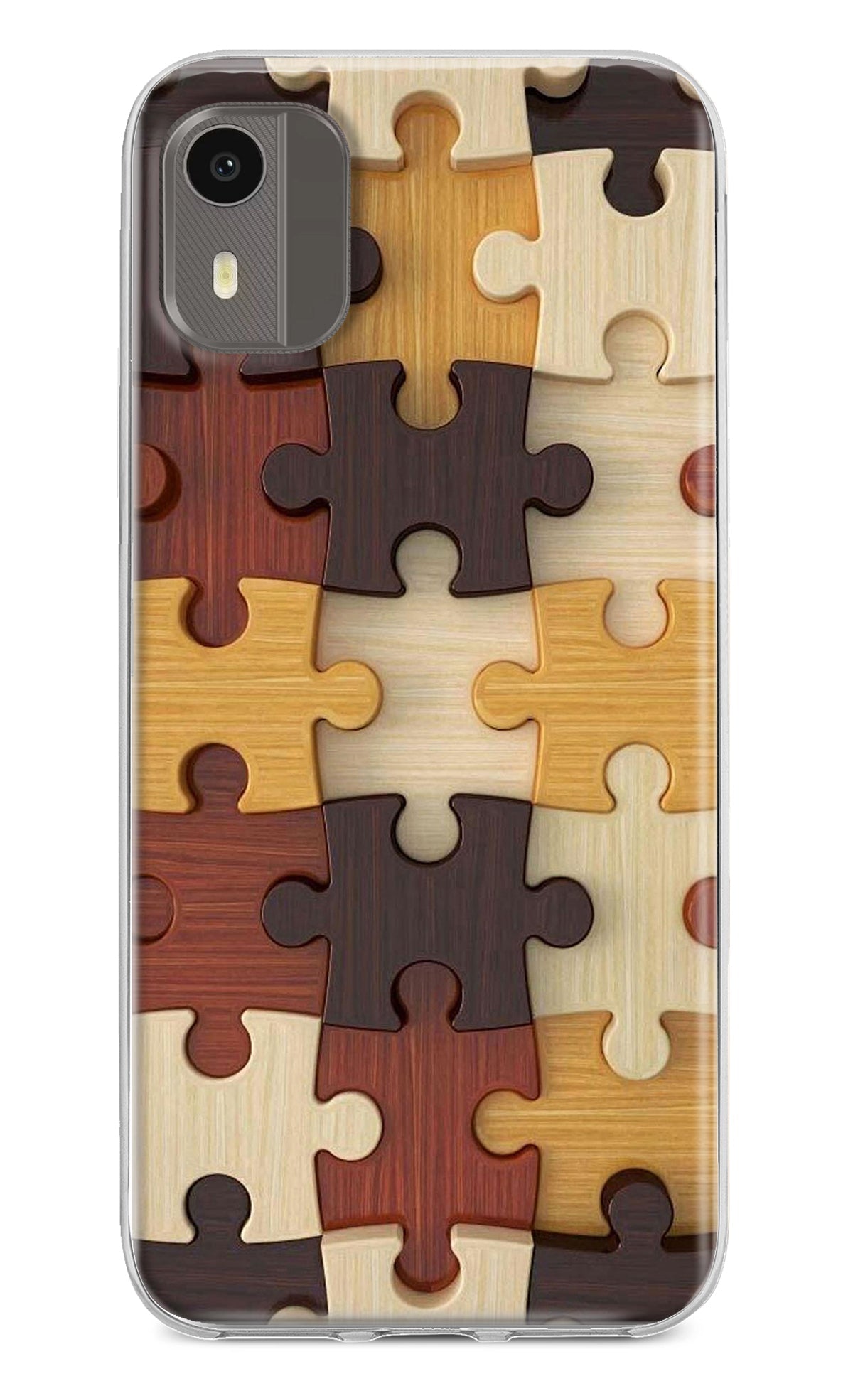 Wooden Puzzle Nokia C12/C12 Pro Back Cover