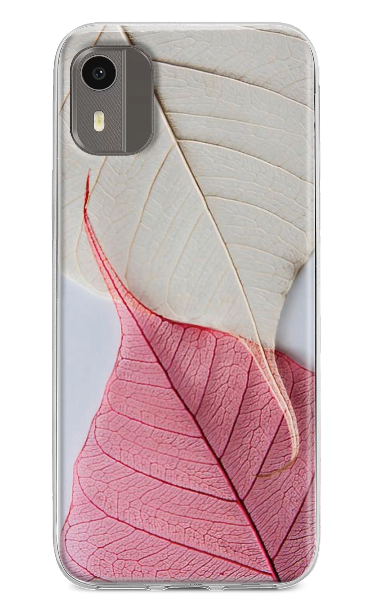 White Pink Leaf Nokia C12/C12 Pro Back Cover