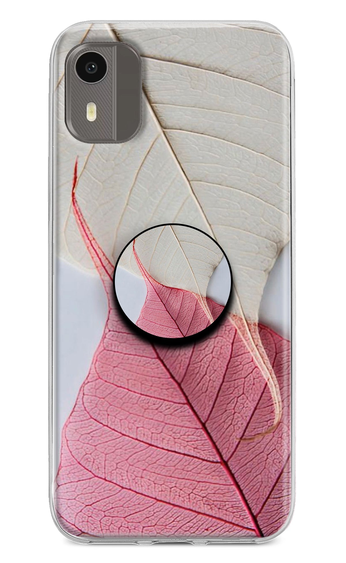 White Pink Leaf Nokia C12/C12 Pro Pop Case