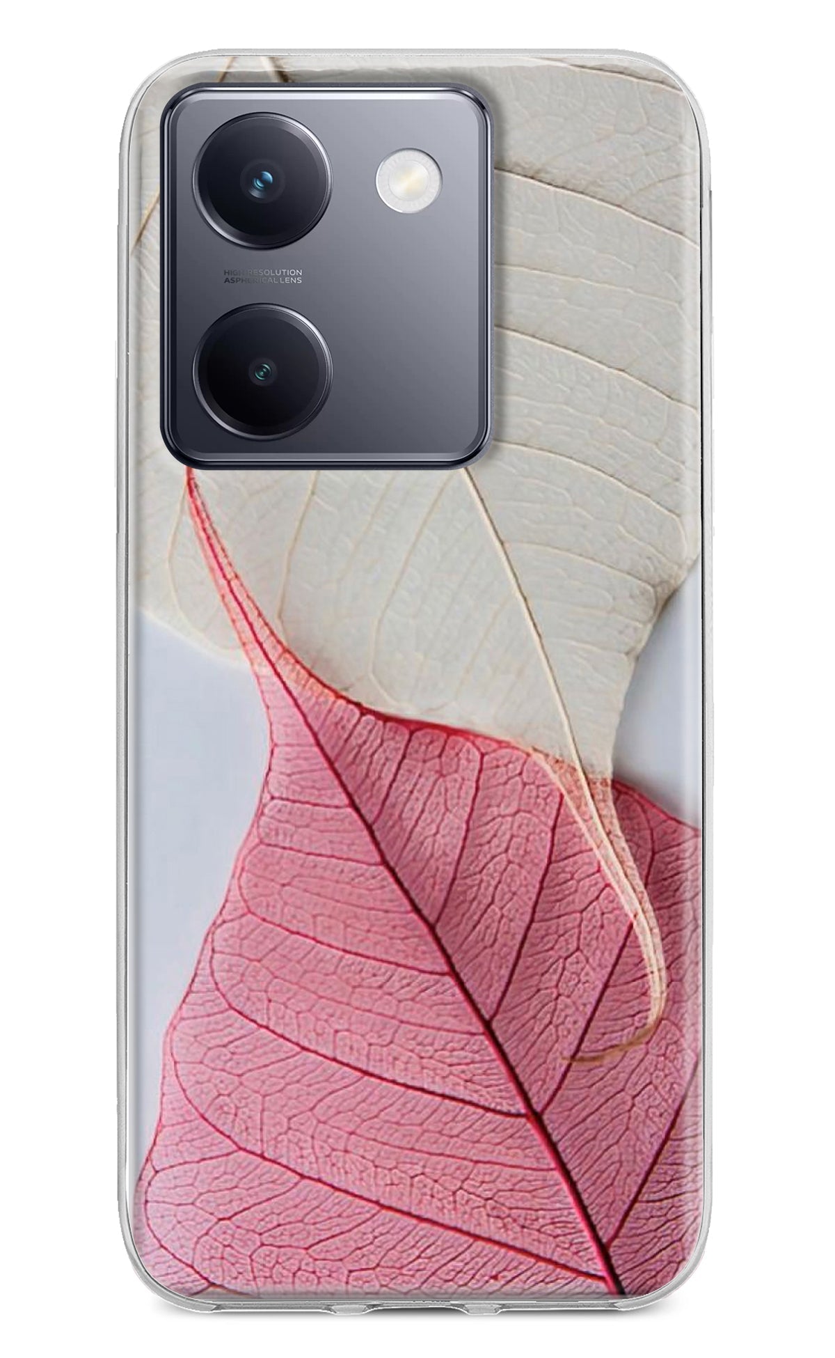 White Pink Leaf Vivo Y200 Pro Back Cover