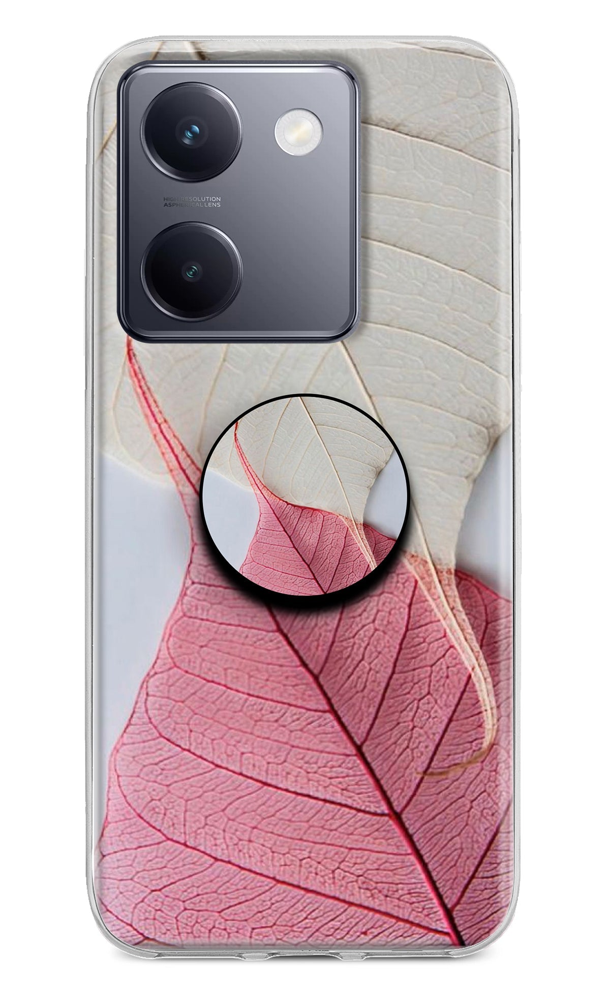 White Pink Leaf Vivo Y200 Pro Pop Case