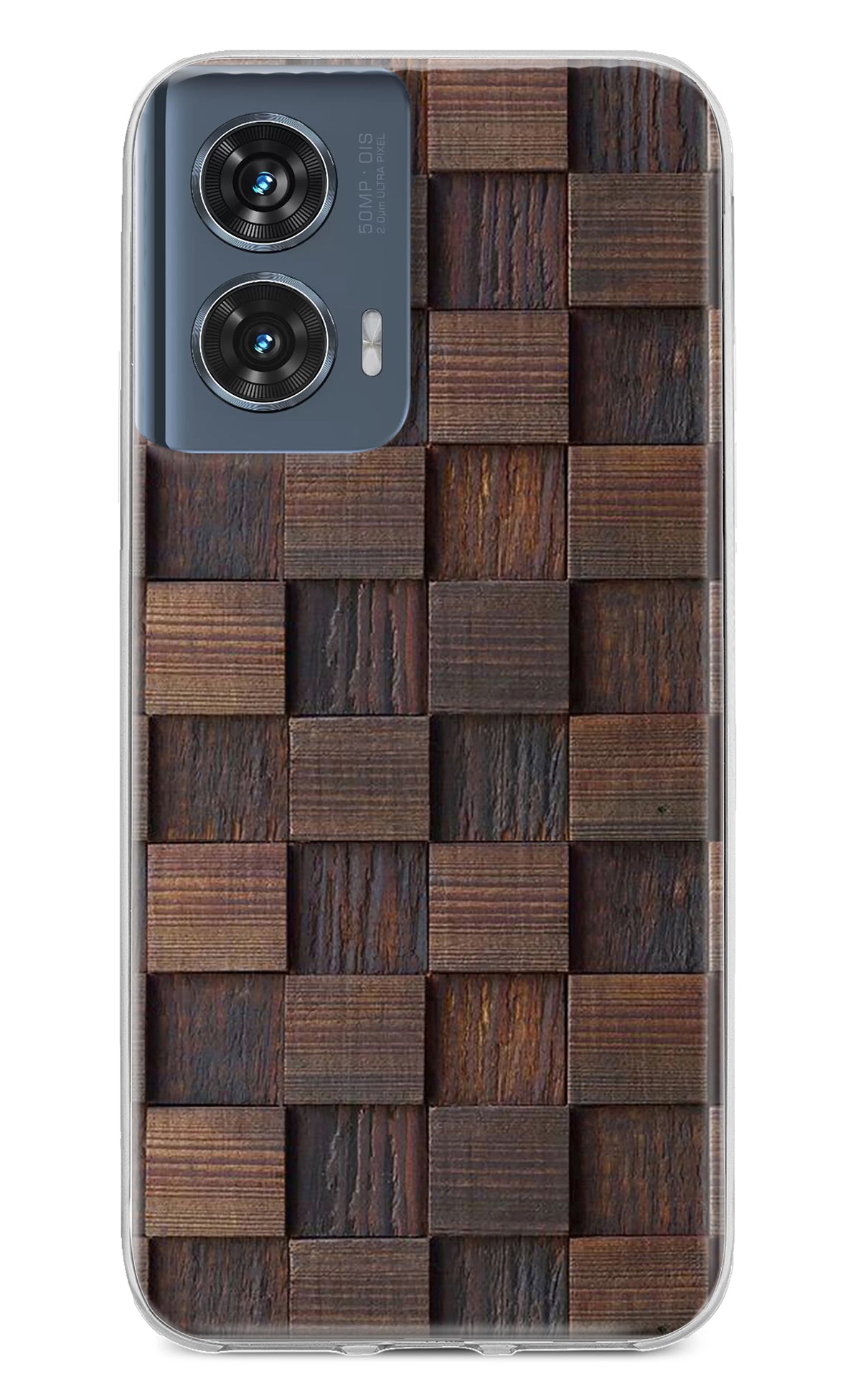 Wooden Cube Design Moto Edge 50 Fusion Back Cover