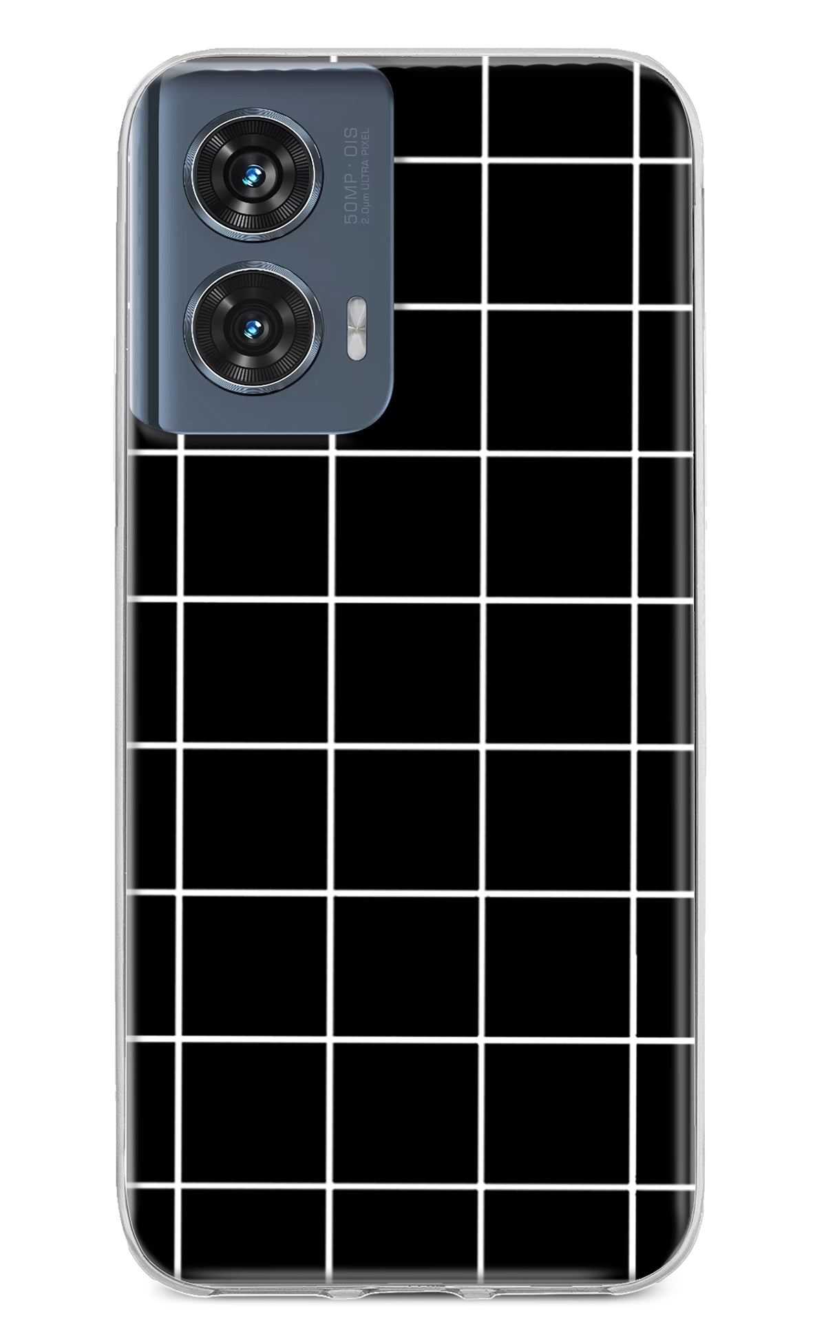 White Grid Moto Edge 50 Fusion Back Cover