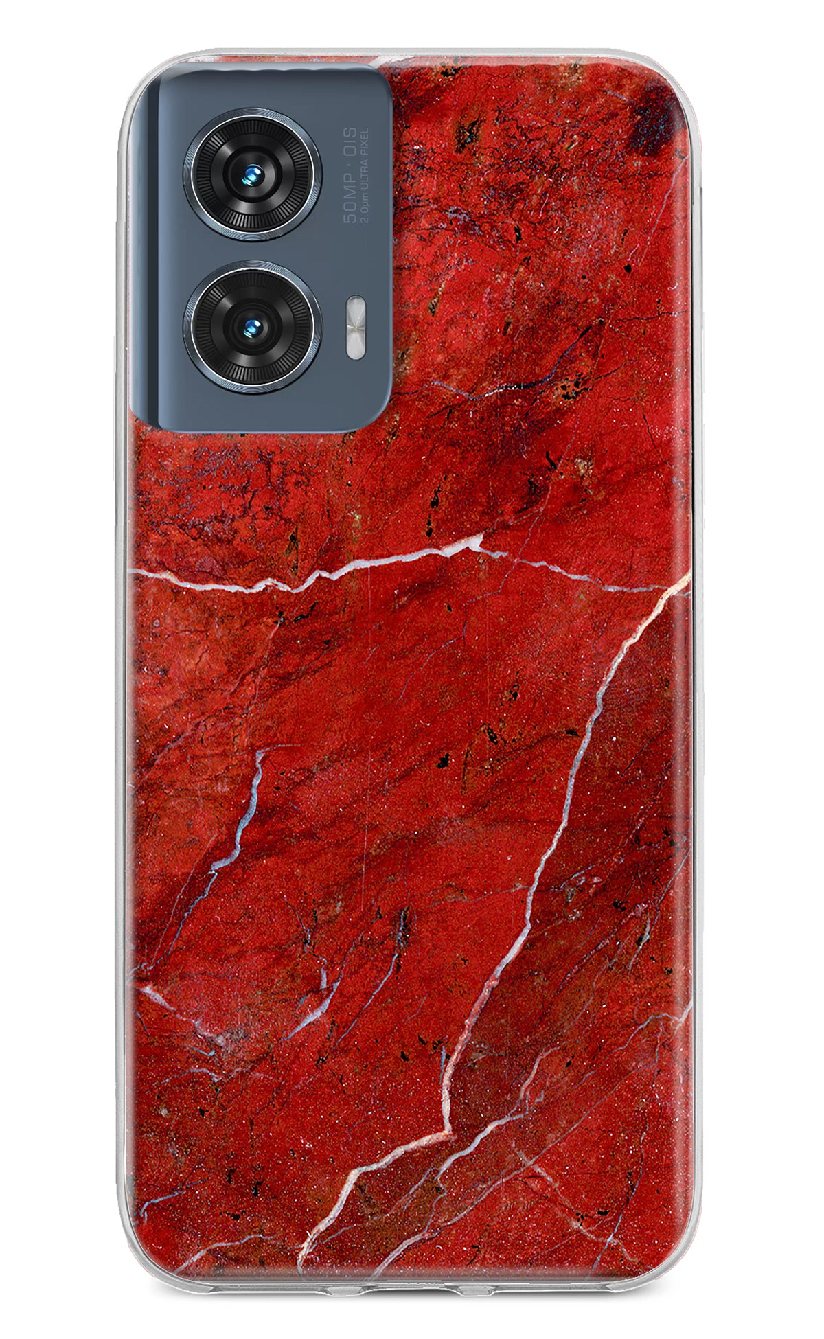 Red Marble Design Moto Edge 50 Fusion Back Cover