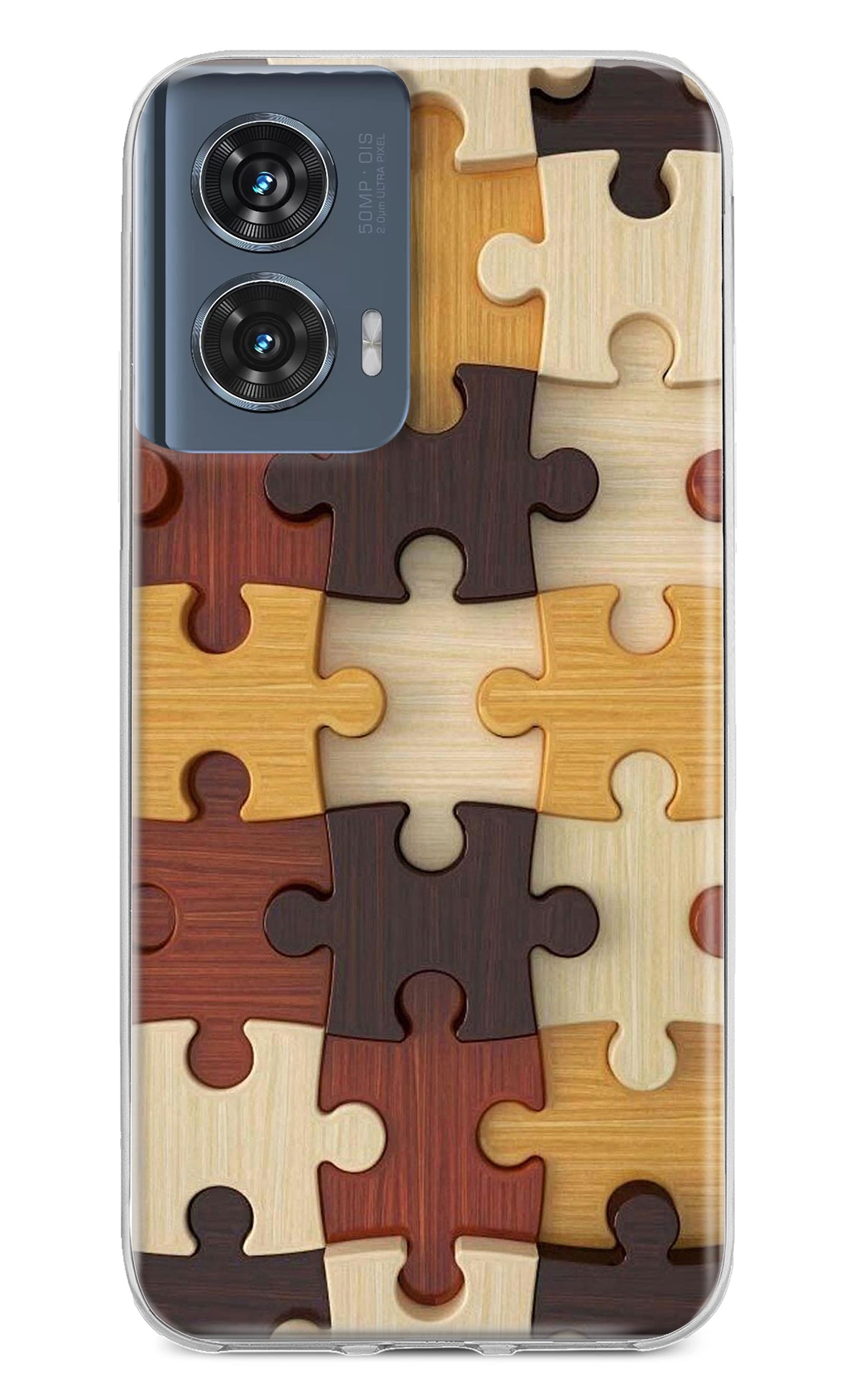 Wooden Puzzle Moto Edge 50 Fusion Back Cover