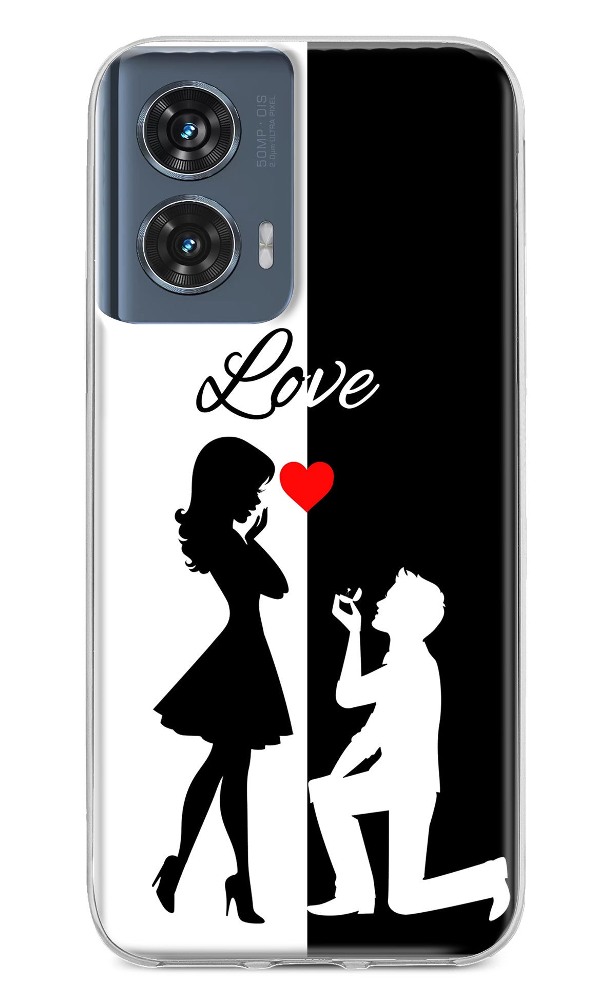 Love Propose Black And White Moto Edge 50 Fusion Back Cover