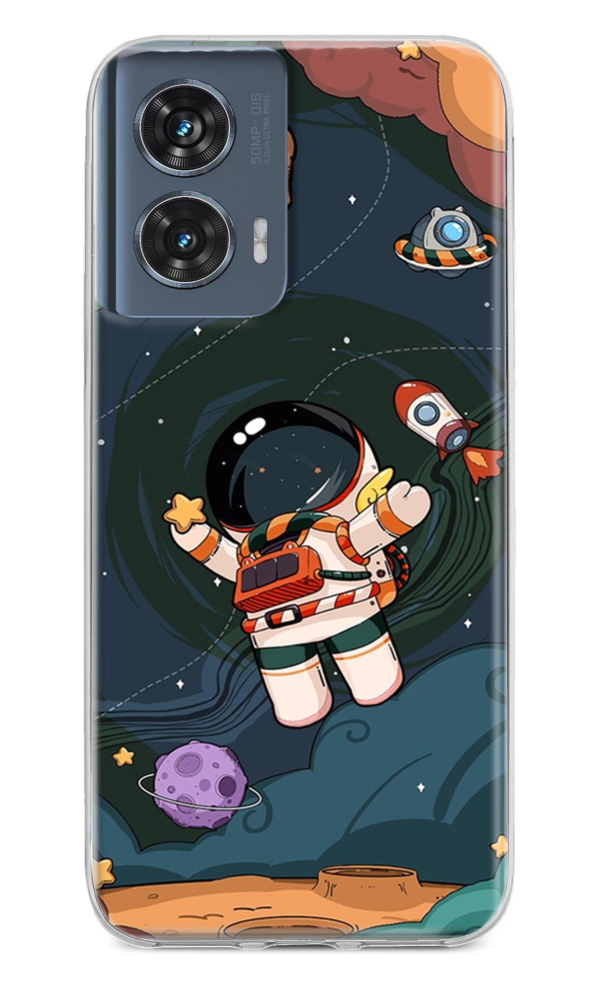 Cartoon Astronaut Moto Edge 50 Fusion Back Cover