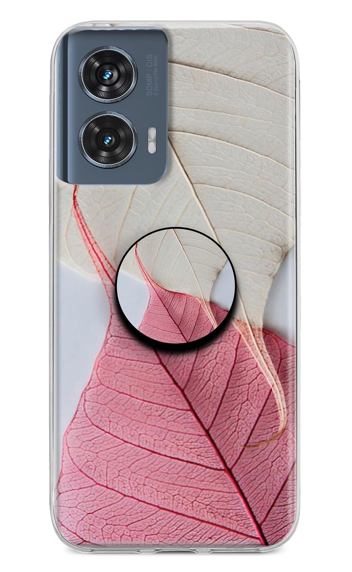 White Pink Leaf Moto Edge 50 Fusion Pop Case