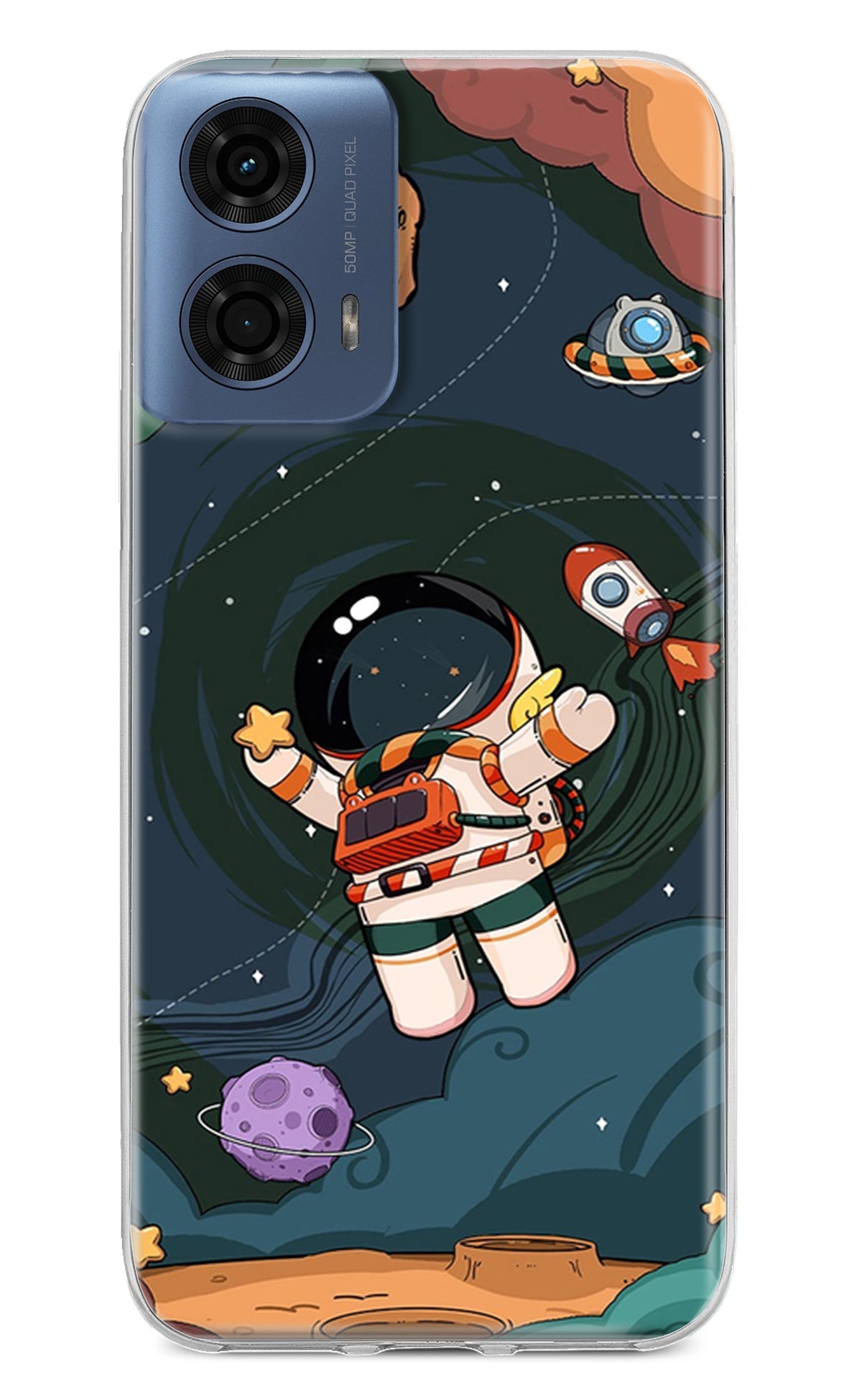 Cartoon Astronaut Moto G24 Power Back Cover