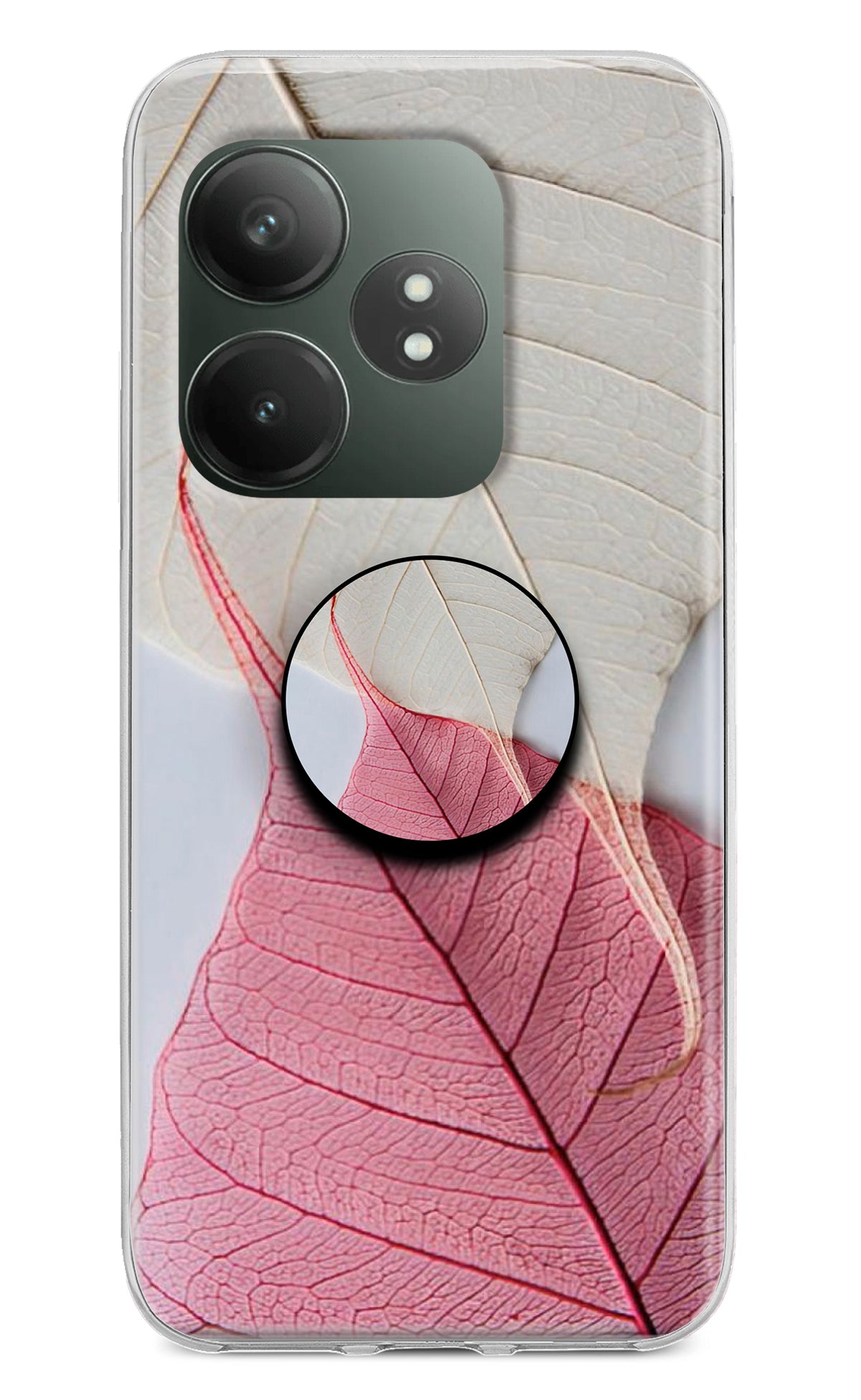 White Pink Leaf Realme GT 6T 5G Pop Case