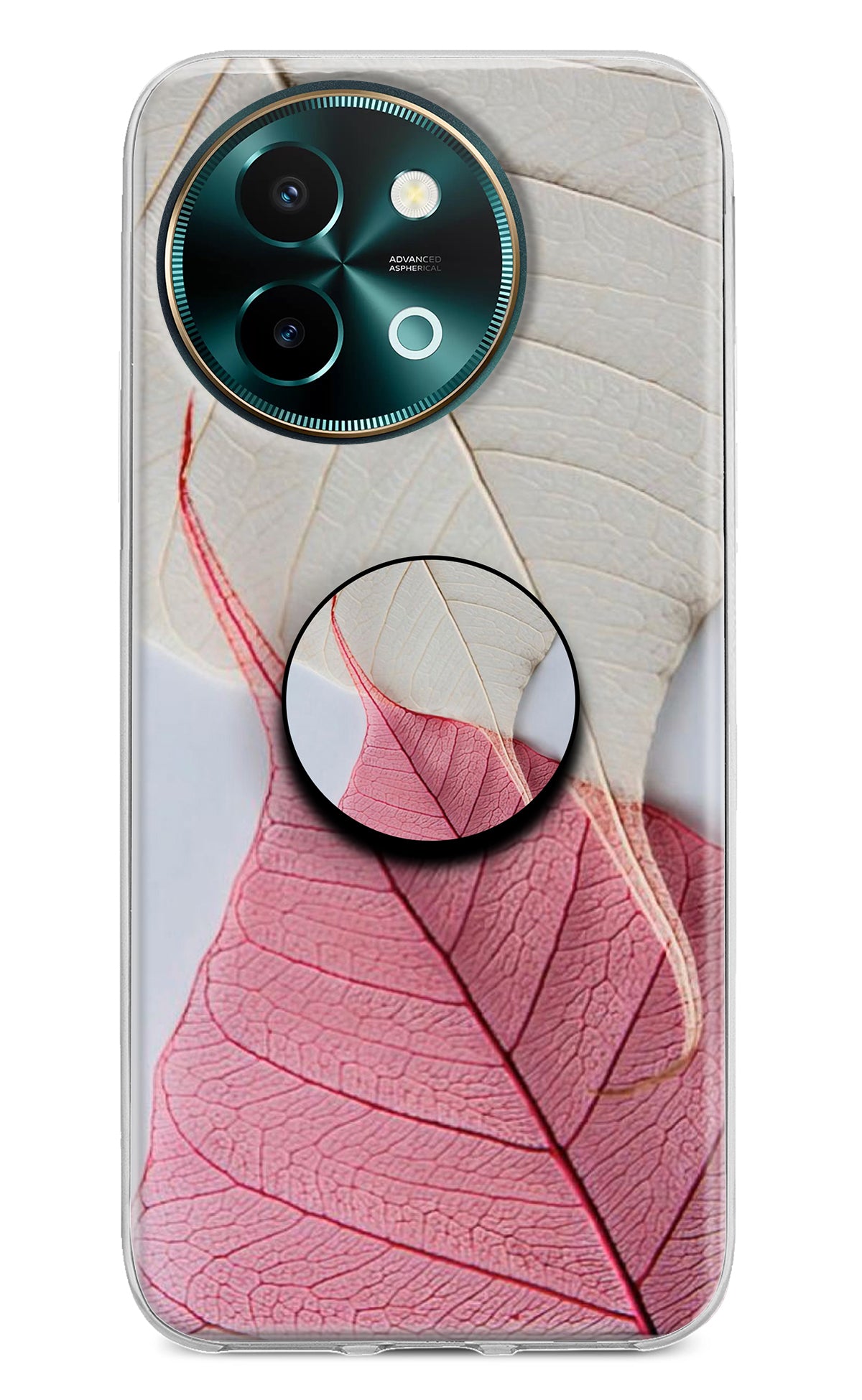 White Pink Leaf Vivo Y58 5G Pop Case