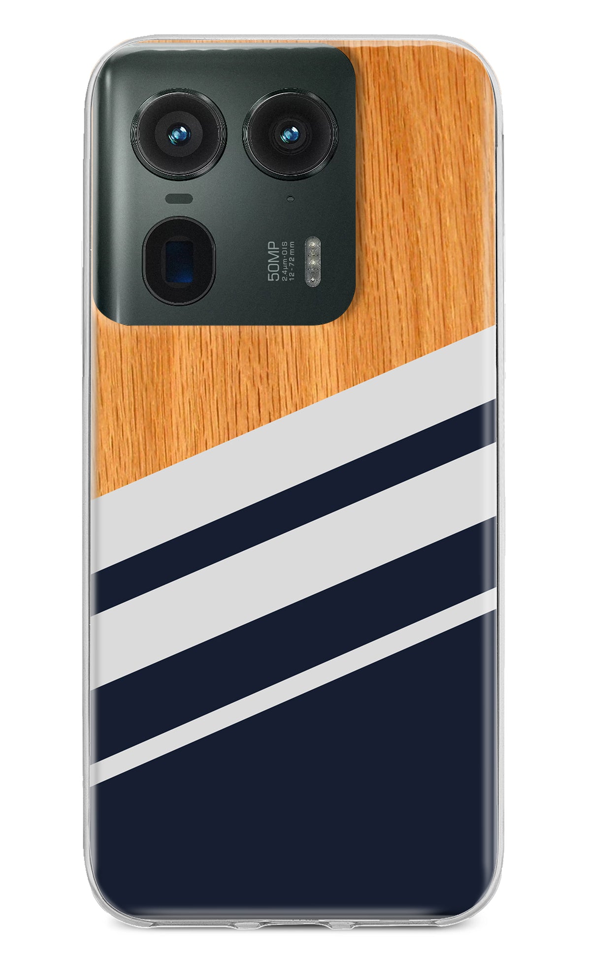 Blue and white wooden Moto Edge 50 Ultra 5G Back Cover