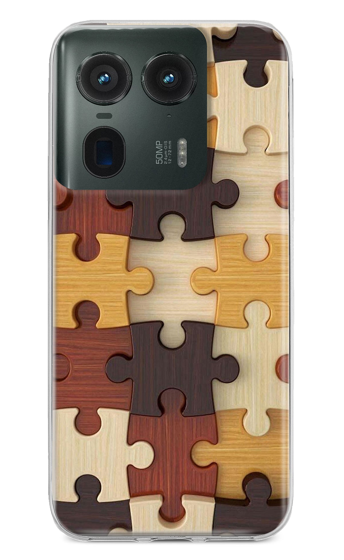 Wooden Puzzle Moto Edge 50 Ultra 5G Back Cover