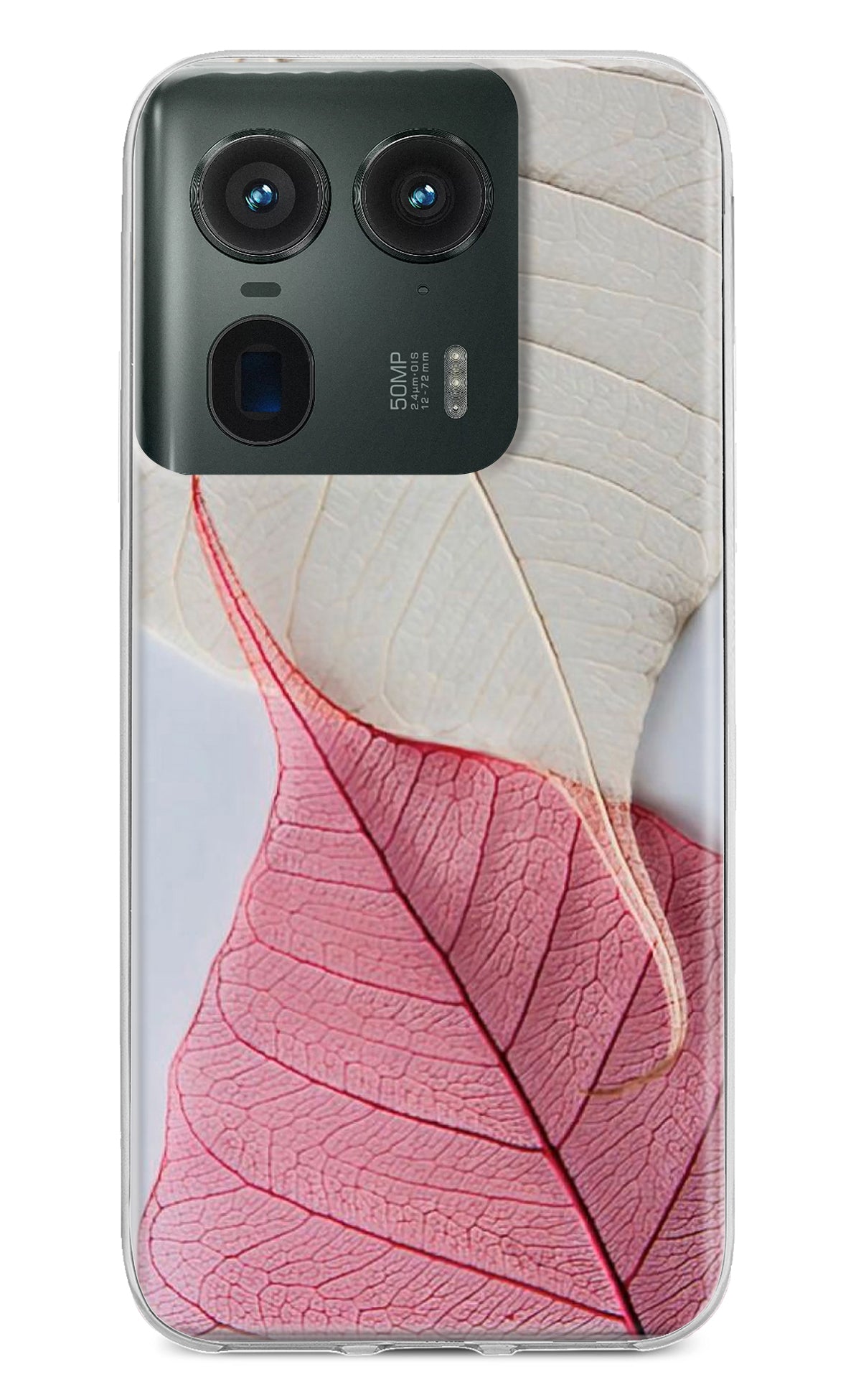 White Pink Leaf Moto Edge 50 Ultra 5G Back Cover