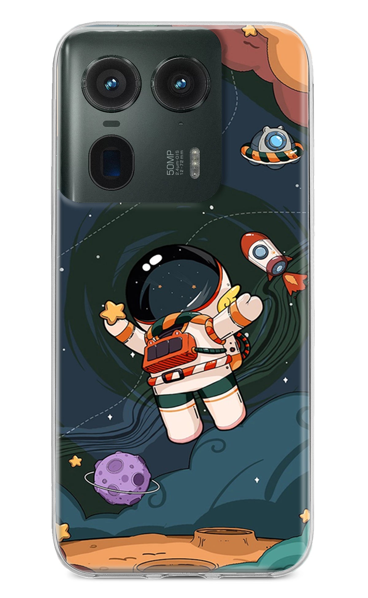 Cartoon Astronaut Moto Edge 50 Ultra 5G Back Cover