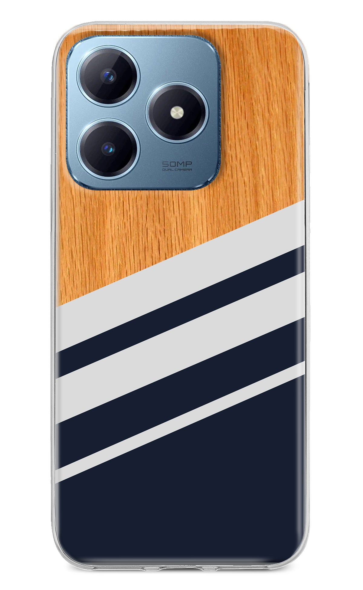 Blue and white wooden Realme Narzo N63 Back Cover