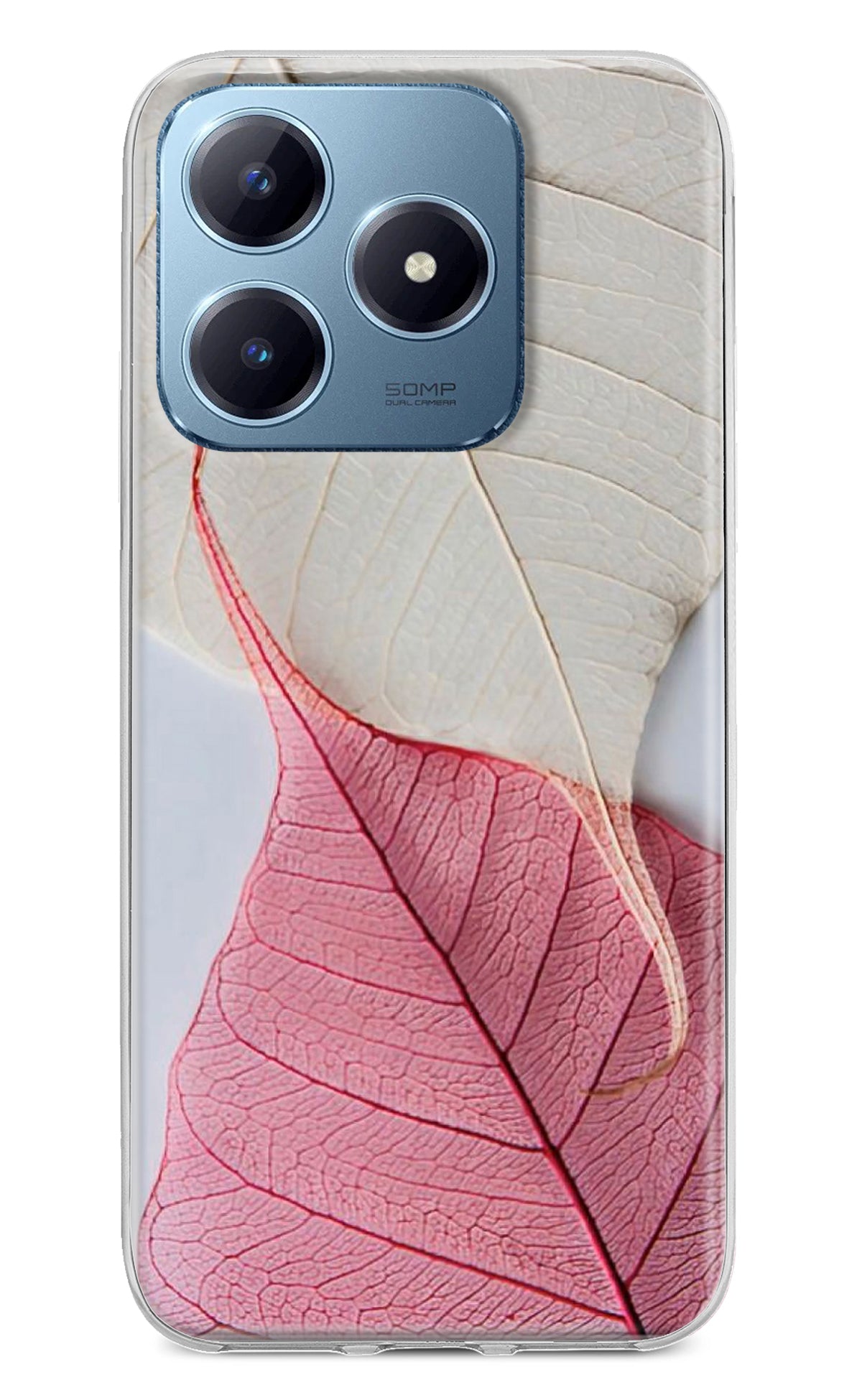 White Pink Leaf Realme Narzo N63 Back Cover