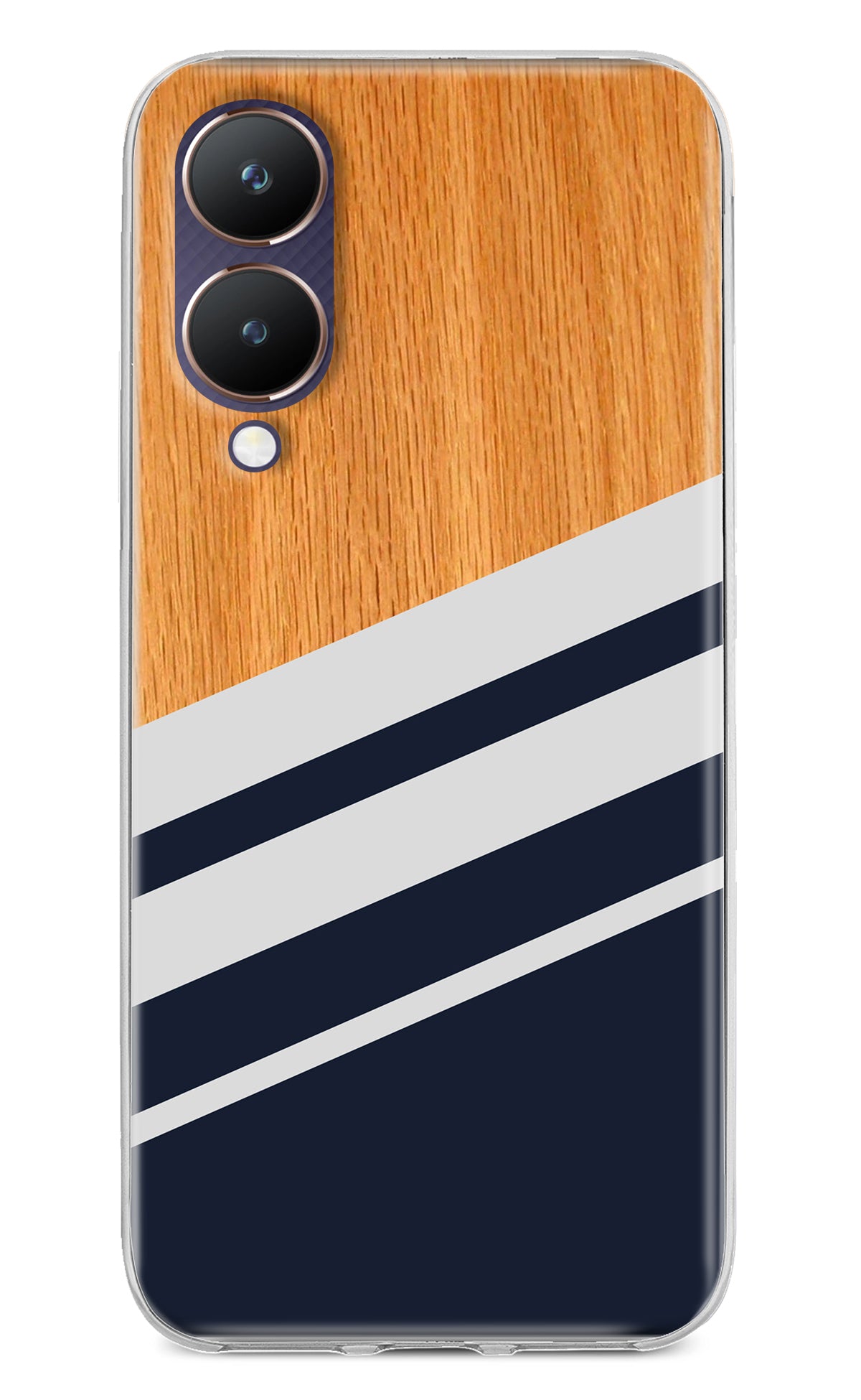 Blue and white wooden Vivo Y28 5G Back Cover