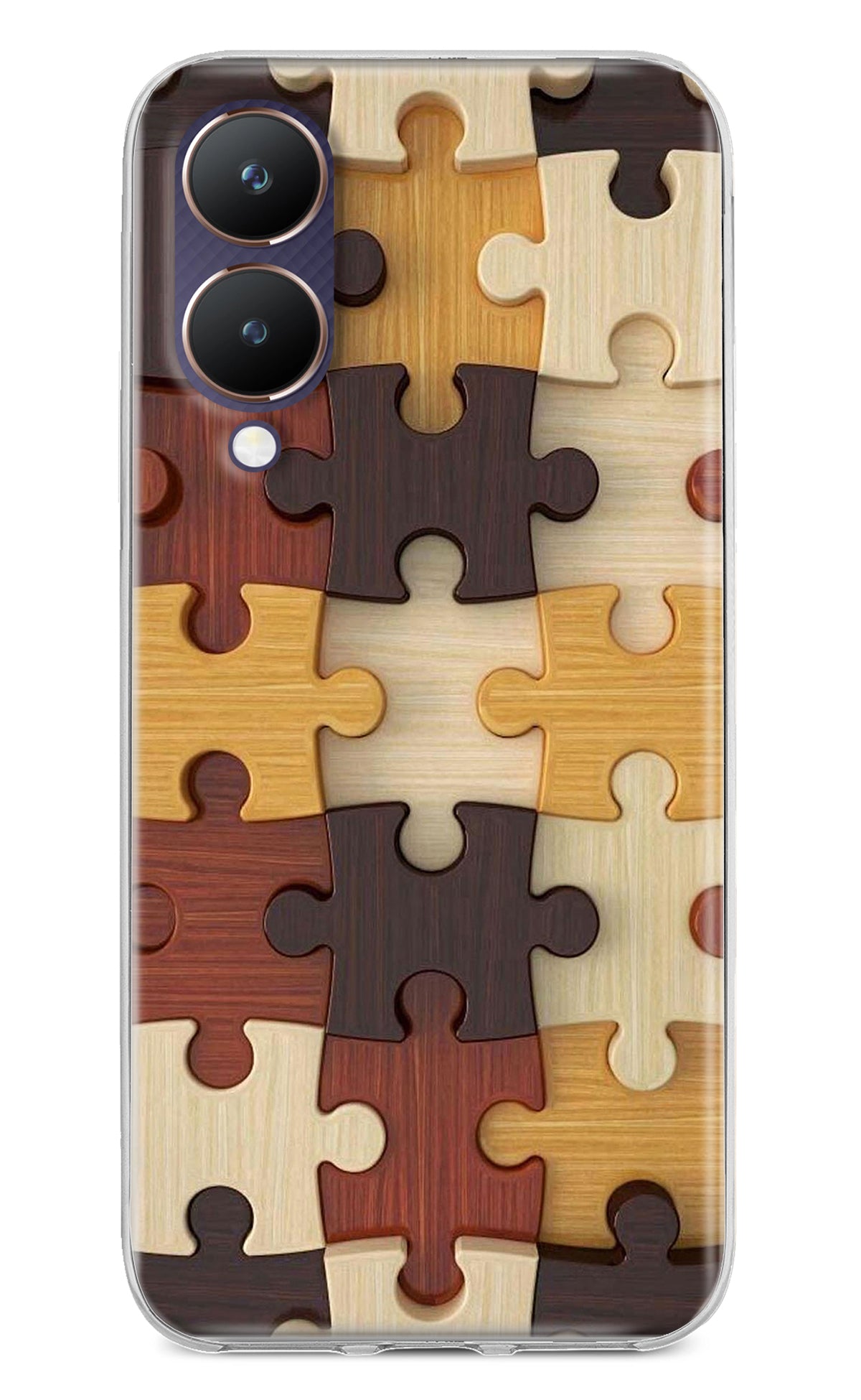 Wooden Puzzle Vivo Y28 5G Back Cover