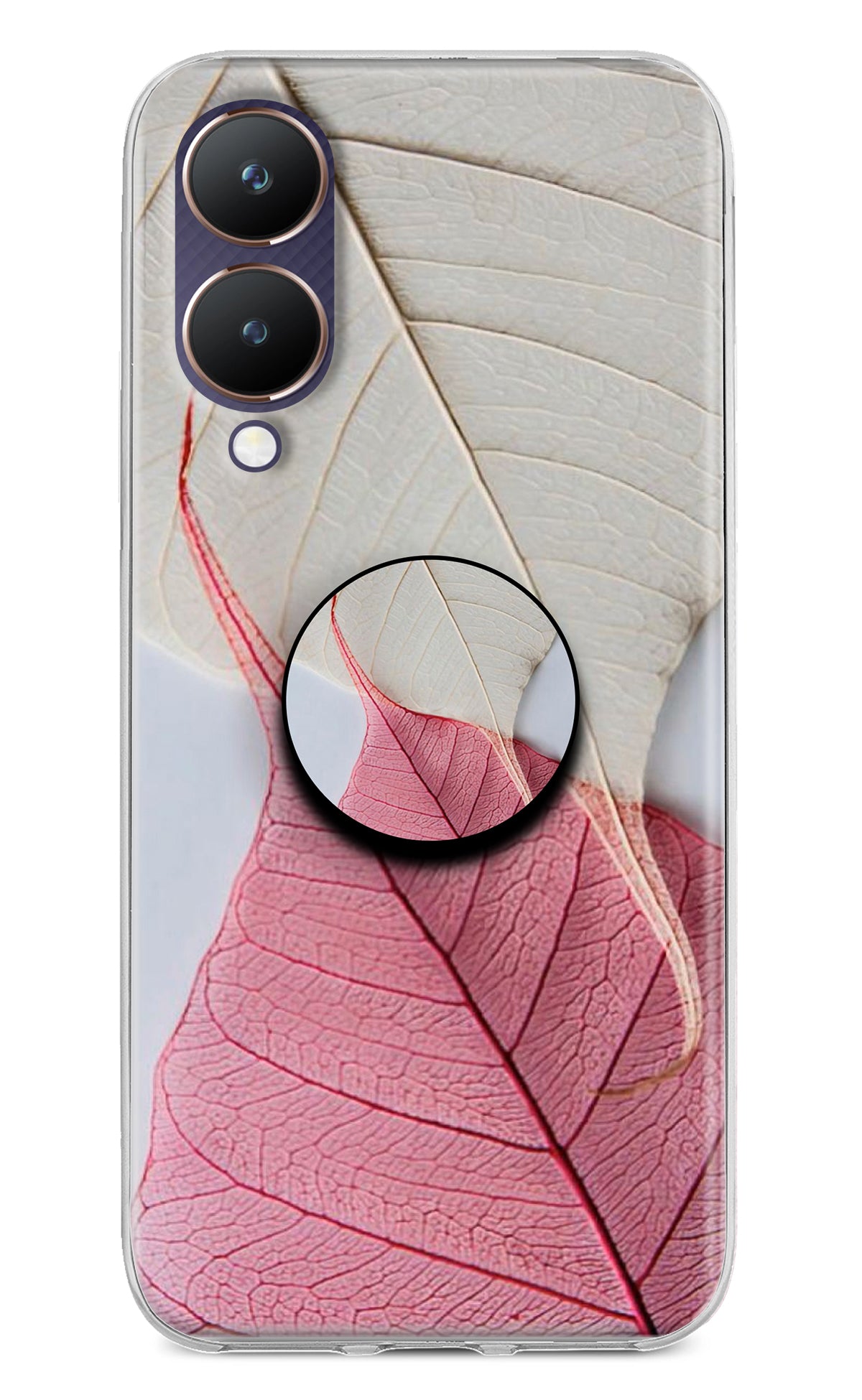 White Pink Leaf Vivo Y28 5G Pop Case