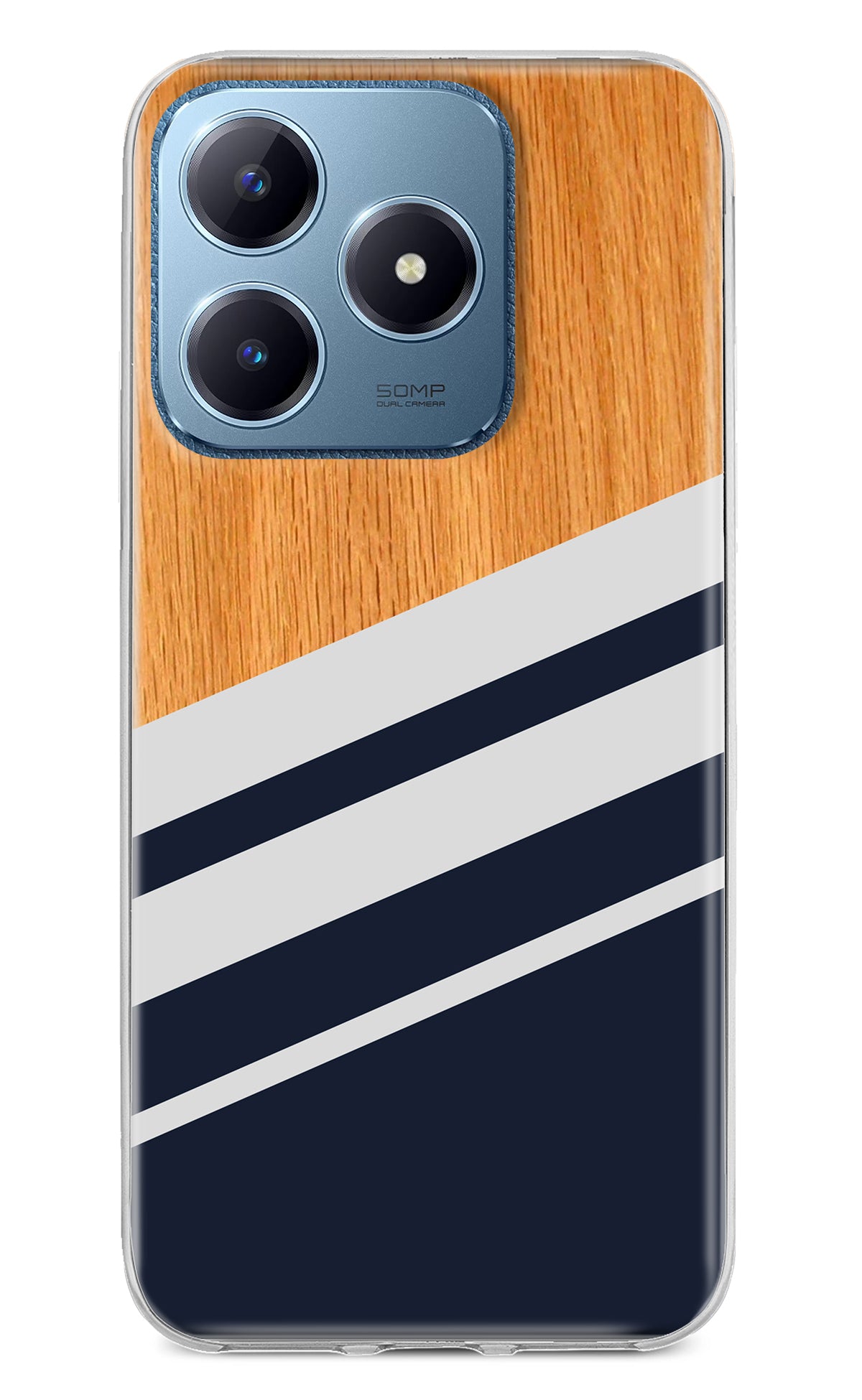 Blue and white wooden Realme C63 Back Cover