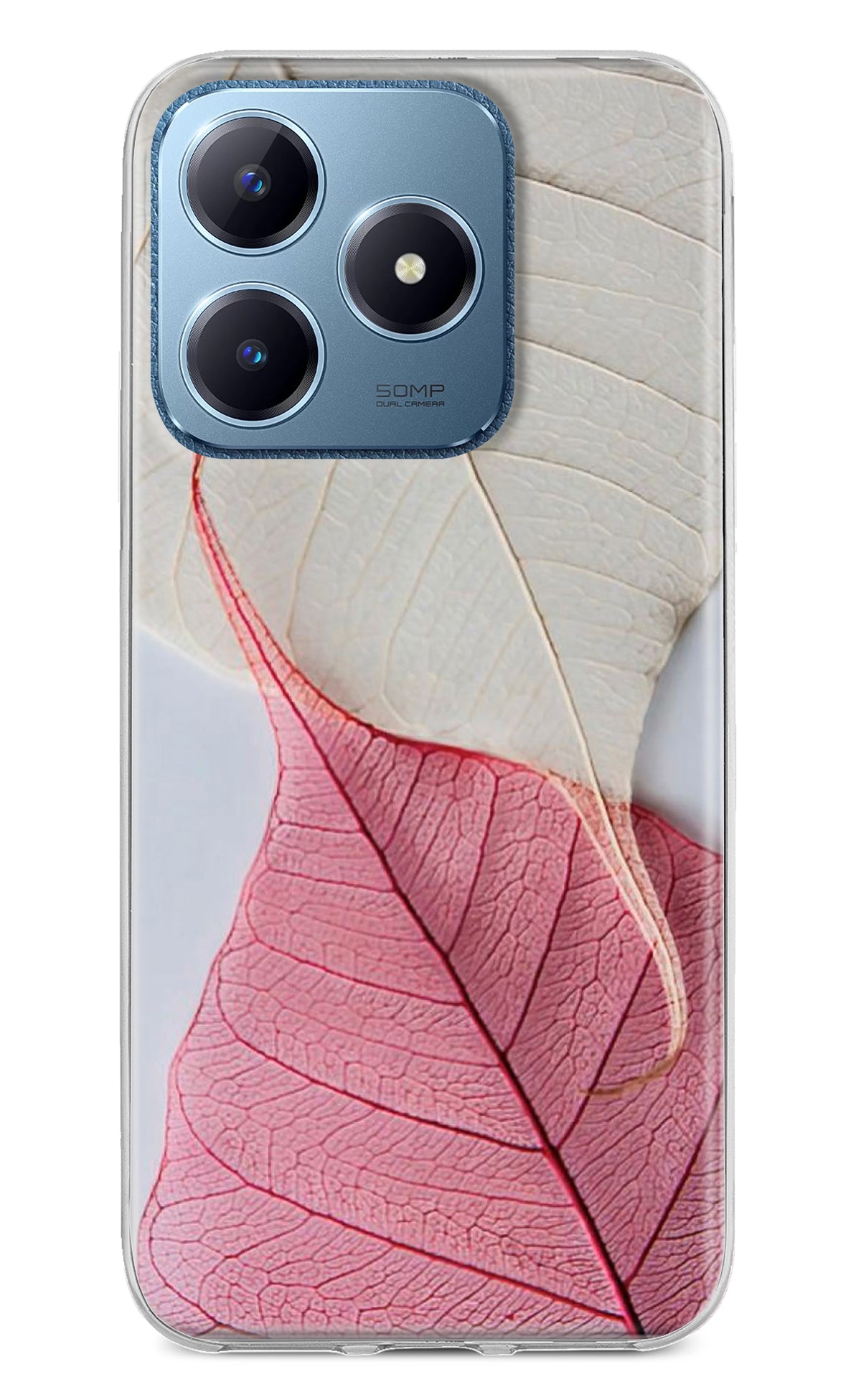 White Pink Leaf Realme C63 Back Cover