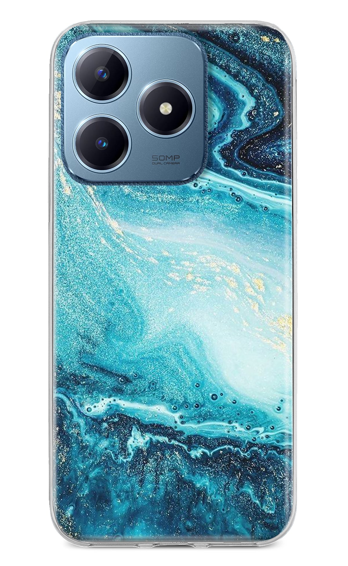 Blue Glitter Marble Realme C63 Back Cover