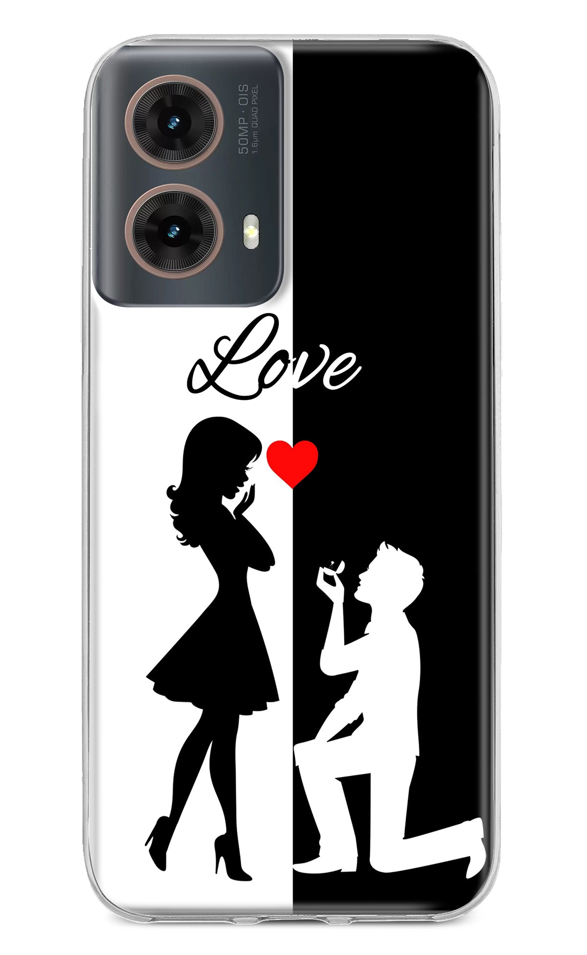 Love Propose Black And White Motorola G85 Back Cover