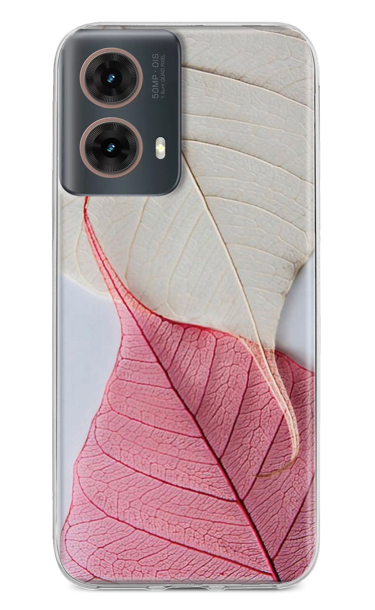 White Pink Leaf Motorola G85 Back Cover