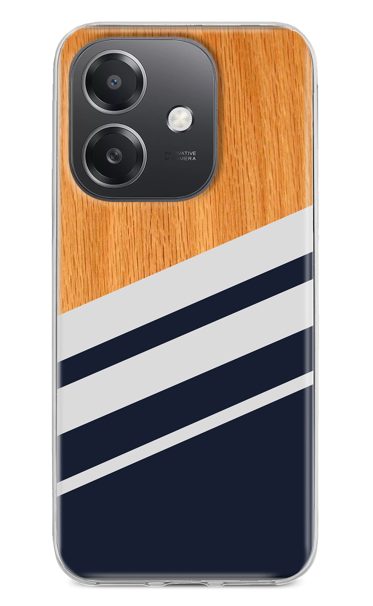 Blue and white wooden OPPO A3x Back Cover