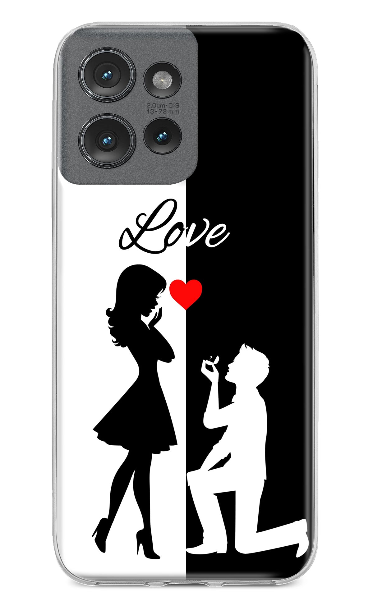 Love Propose Black And White Moto Edge 50 Back Cover