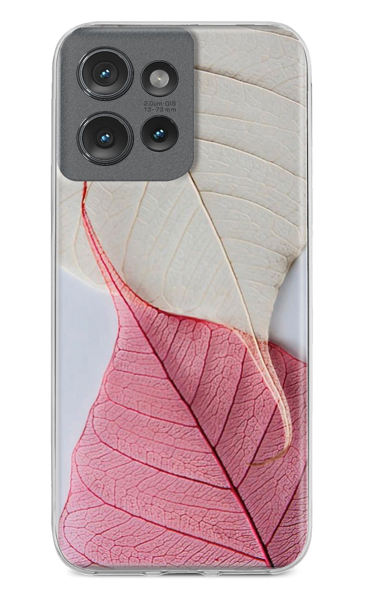 White Pink Leaf Moto Edge 50 Back Cover