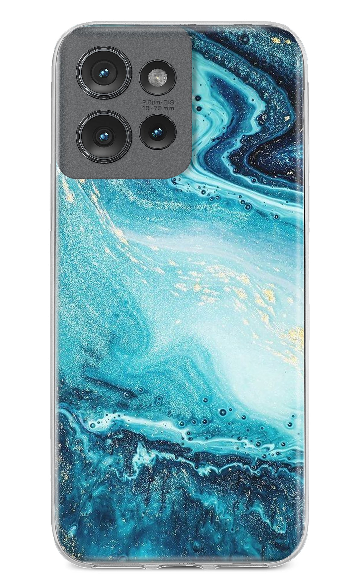 Blue Glitter Marble Moto Edge 50 Back Cover