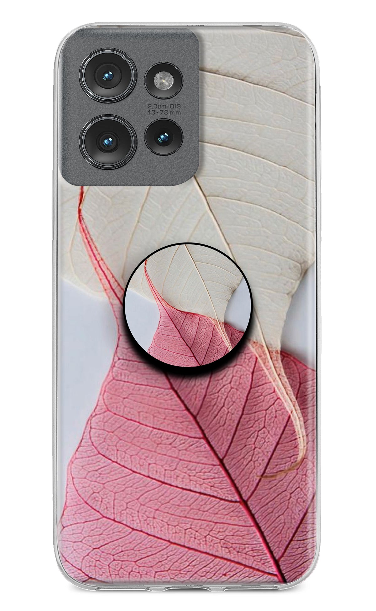 White Pink Leaf Moto Edge 50 Pop Case